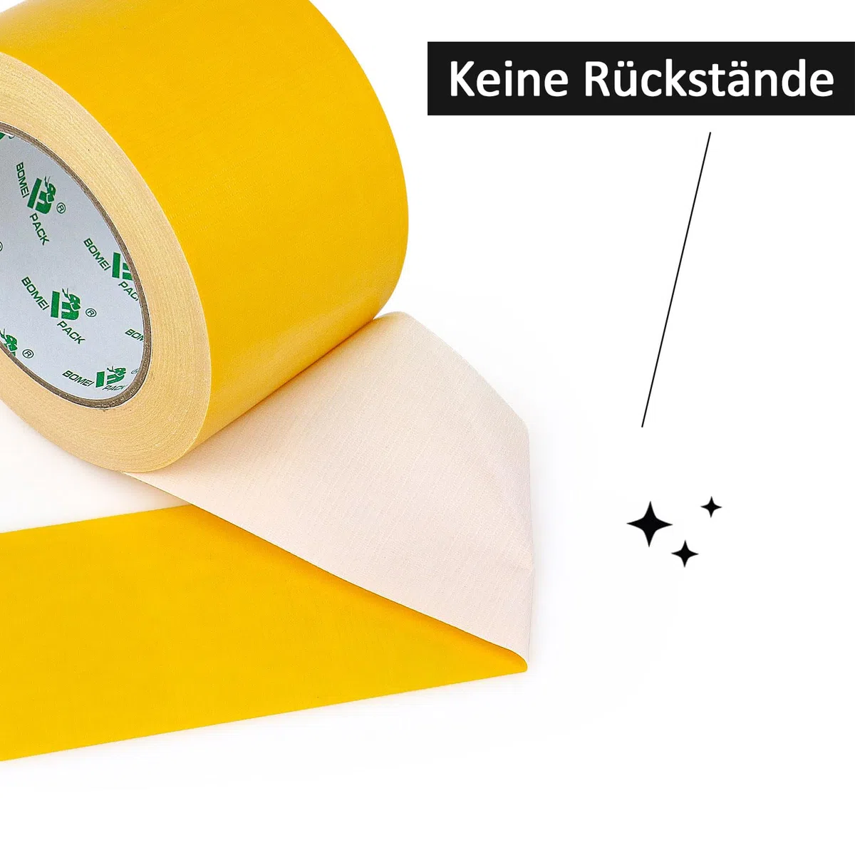 BOMEI PACK Gelb Panzertape Wasserfest 75 mm x 30 m - Gelb Panzertape Gaffer Tape Gewebeklebeband - Gewebeband - Panzerband Extra Stark - Duct Tape - Wasserdichtes Klebeband