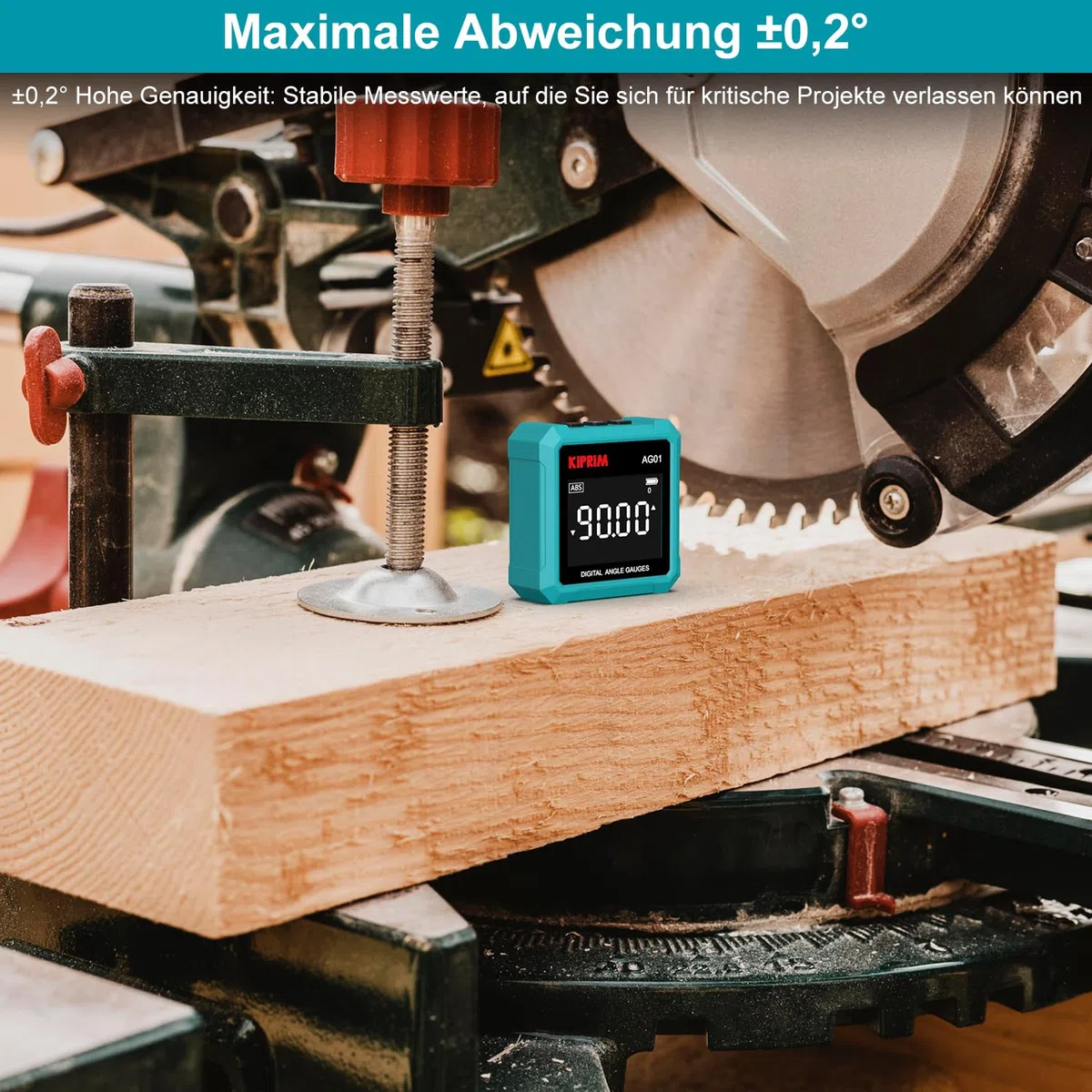 Kiprim Digitaler Neigungsmesser AG01– 3-seitiger Magnetfuß, LCD-Hintergrundbeleuchtung, Absolute & Relative Messung, Winkel-/Neigungseinheiten, ideal für Holzarbeiten, Bau & Heimwerker
