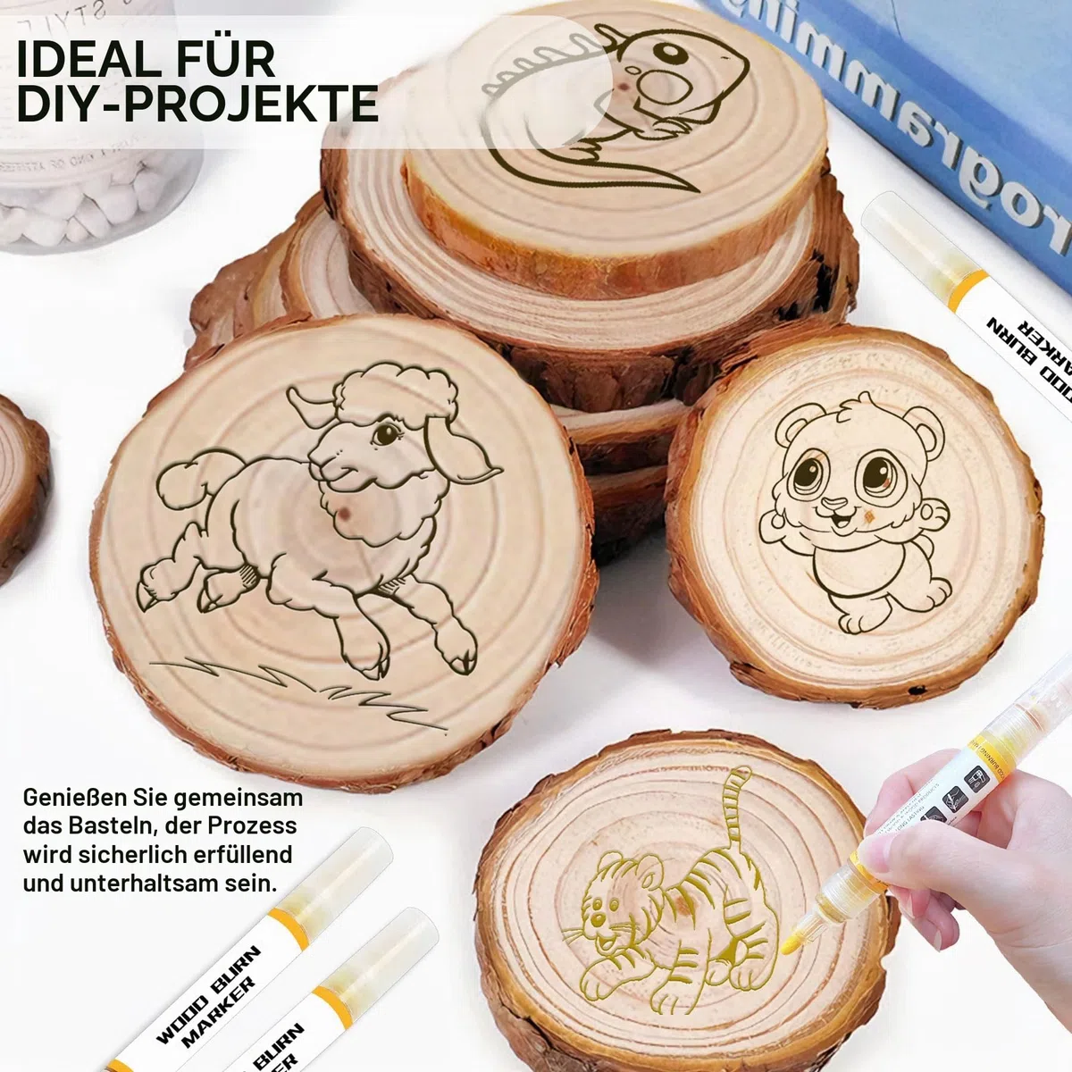Kintsukuroi Holzmarker, 2 Stück Verbrennungsstift für Holzverbrennung, doppelseitiger Kunst-Holzbrennpastenmarker, präzise und einfache Verbrennung von Designs auf Holz und Handwerk, geeignet für