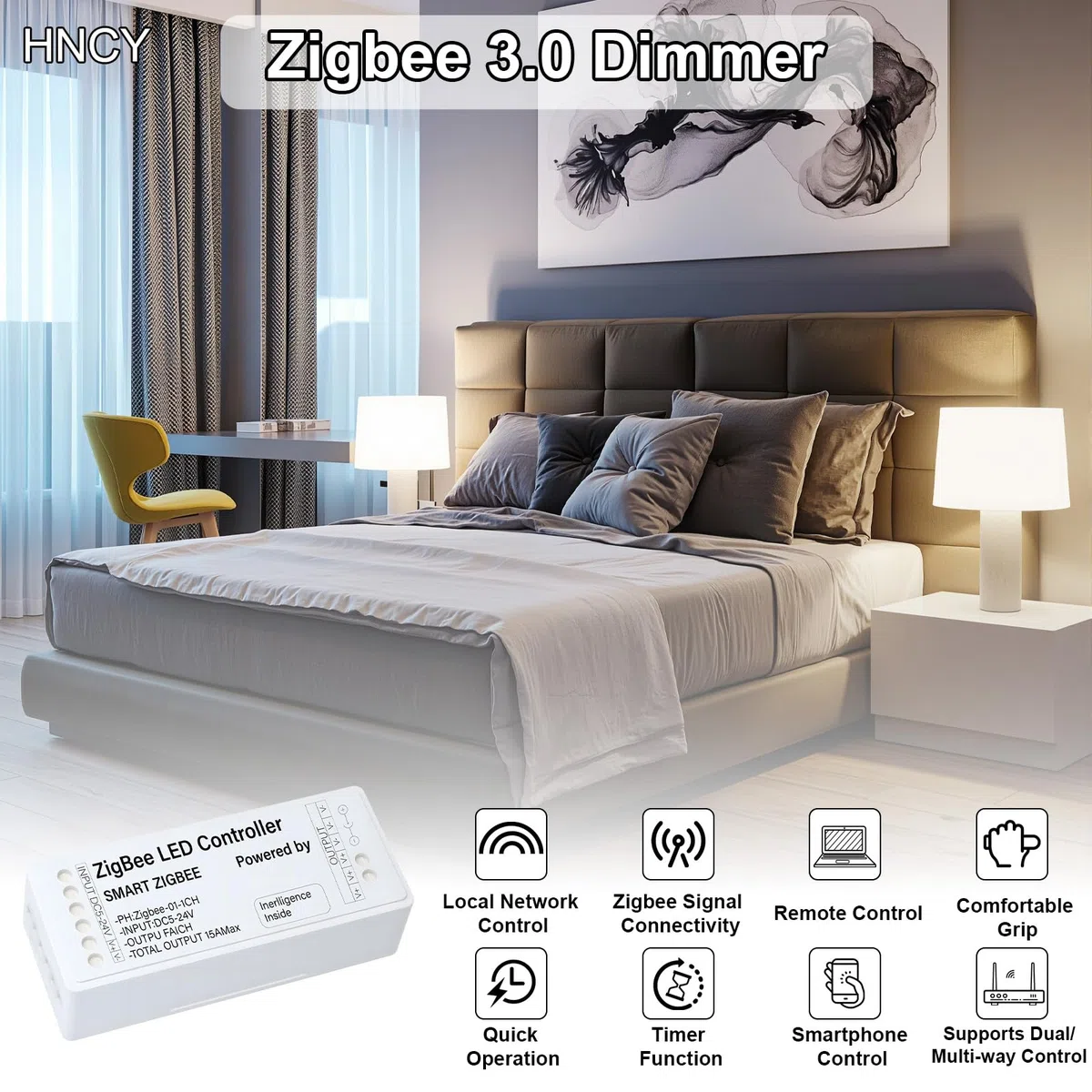 Zigbee Dimmer LED, ZigBee 3.0 Dimmer, Zigbee LED Controller, Dimmen Smart Lichtschalter Kompatibel mit Alexa, Google Assistant, Smart Life, Tuya, Neutralleiter Erforderlich, für LED Lampen