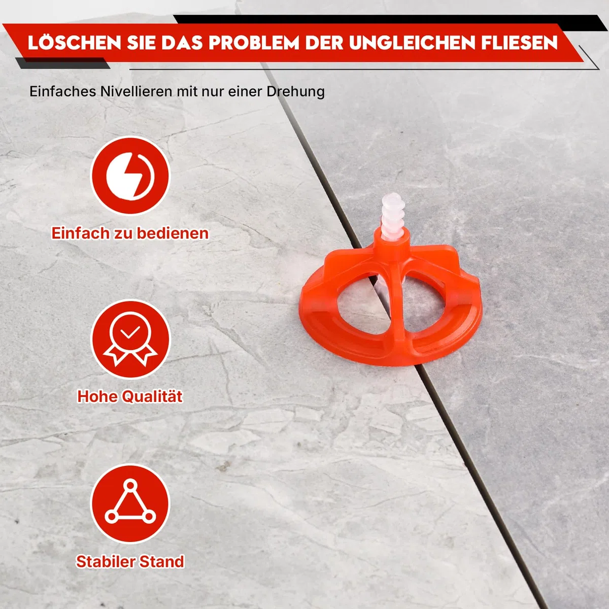 Fliesen Nivelliersystem 3mm Set, 300 Stück Gewindelaschen und 100 Stück Zughauben, Fliesen Werkzeug Fliesenverlegehilfe für professionelle Keramikfliesen und Stein DIY Installation