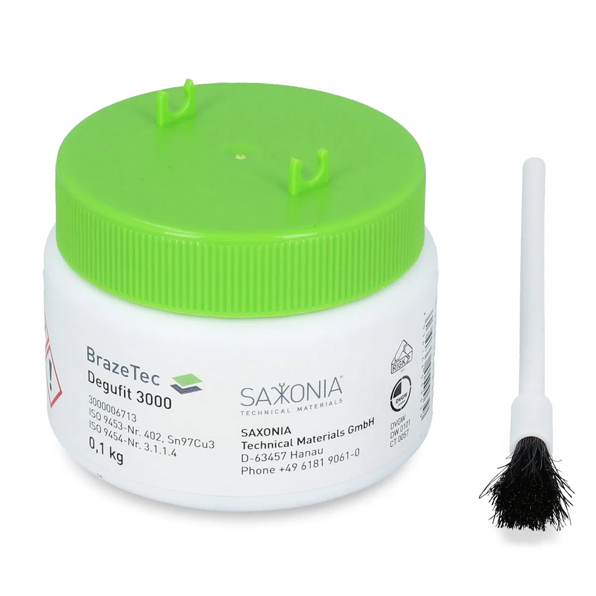 Flussmittel Lötpaste Degufit 3000 Weichlötpaste 100g mit Bürste für die Trinkwasserinstallation mit Kupferrohren | Flussmittelpaste Lötflussmittel Fittingslötpaste Solder Paste Lötfitting Löten DVGW