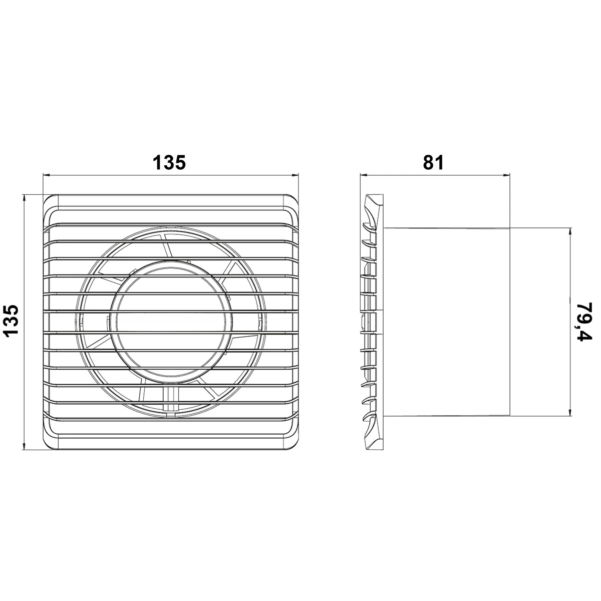 MKK Badlüfter Ø 80 mm Wandlüfter Ventilator Wandventilator Küche Kleinraum weiß Standard