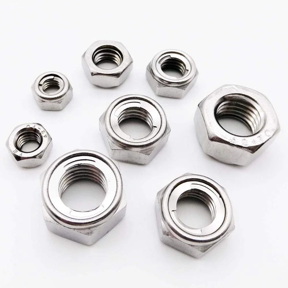 Sechskant-Sicherungsmuttern aus Edelstahl 304 – M3–M16, selbstsichernde Einsatzmuttern aus Vollmetall for eine sichere Befestigung(2pcs M12)