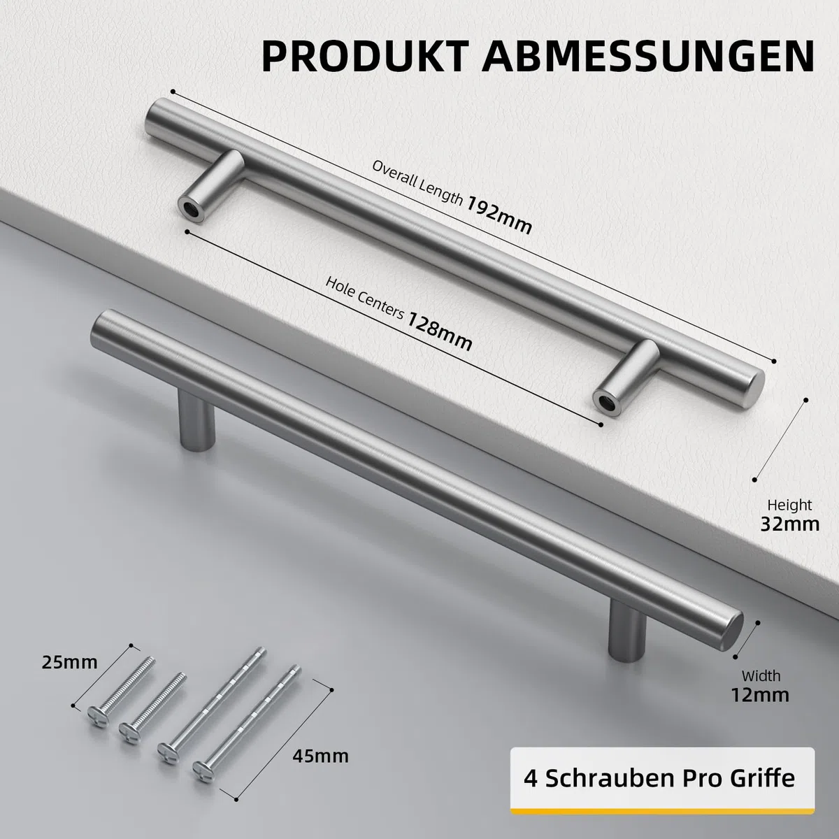 Goldenwarm 15 Stück Griffe für Küchenschränke 128mm Lochabstand Schrankgriffe Edelstahl，Möbelgriffe Türgriffe Küche Stangengriff Edelstahl Küchenschrank Griffe