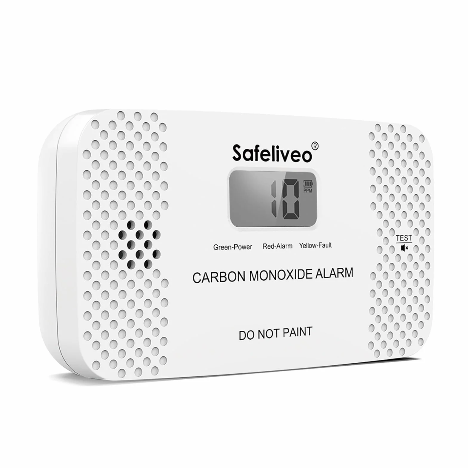 Safeliveo CO Melder mit Austauschbarer Batterie,Kohlenmonoxidmelder mit Spitzenwert Speicher & LCD Display,10 Jahre Sensor,Mit Testknopf,Für Zuhause & Wohnwagen,EN 50291,Standalone(1 Stück)