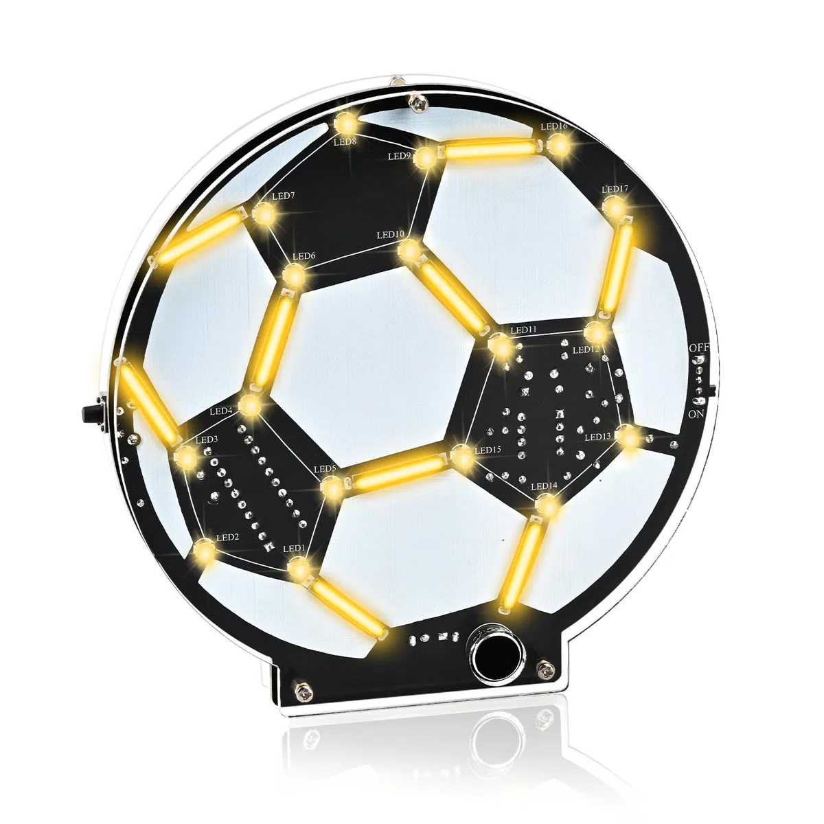 Fußball Lötbausatz LED Lampe, DIY MINT Lernset Elektronik Bausatz für Anfänger & Fußballfans, Soundgesteuertes Licht + 5 Modi im Dauerlicht Lötprojekt, Deko Kreatives Lernset