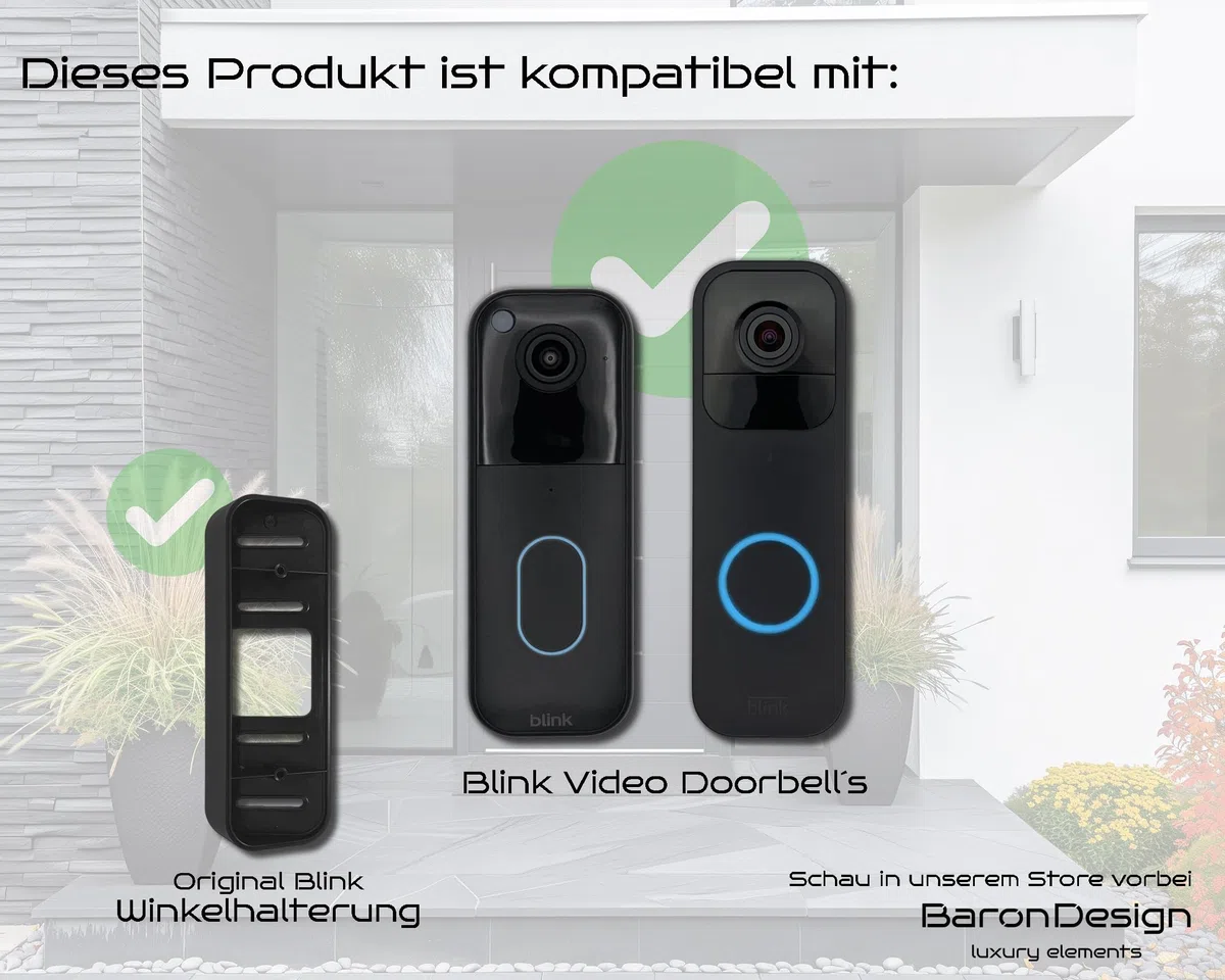 Edelstahl Blende | Zubehör für Blink Videotürklingel 1. & 2. (2025) Generation | Halterung Video Doorbell, Schild, Befestigung, Wandplatte für Alexa Funk Klingel