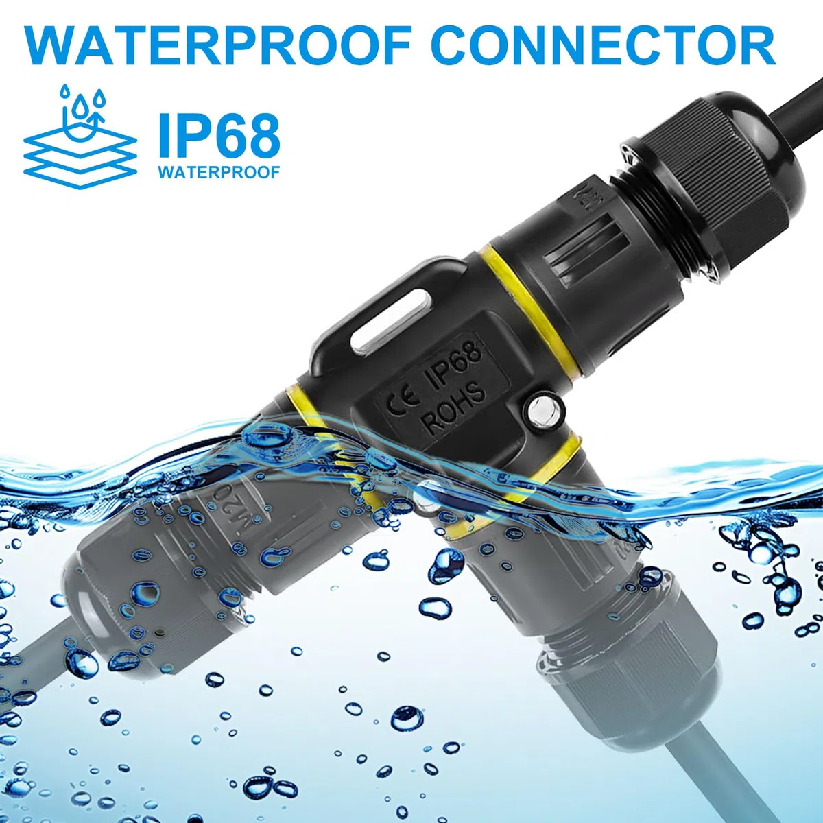 Kabelverbinder Wasserdicht 3 Polig 4 Stück IP68 Wasserdicht für Ø3-12 mm Kabeldurchmesser Outdoor