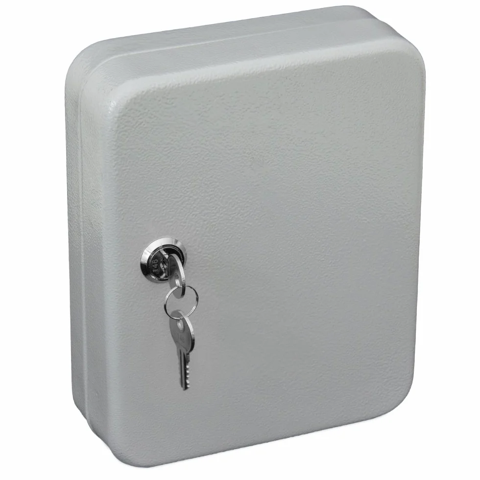 ARREGUI PLL20 Schlüsselschrank | Schlüsselkasten | Schlüsselbox aus lackiertem Stahl | Abschließbar mit 20 Haken und Schlüsselschloss | inkl. 20 beschriftbare Schlüsselanhänger | 20x16x6 cm | Grau