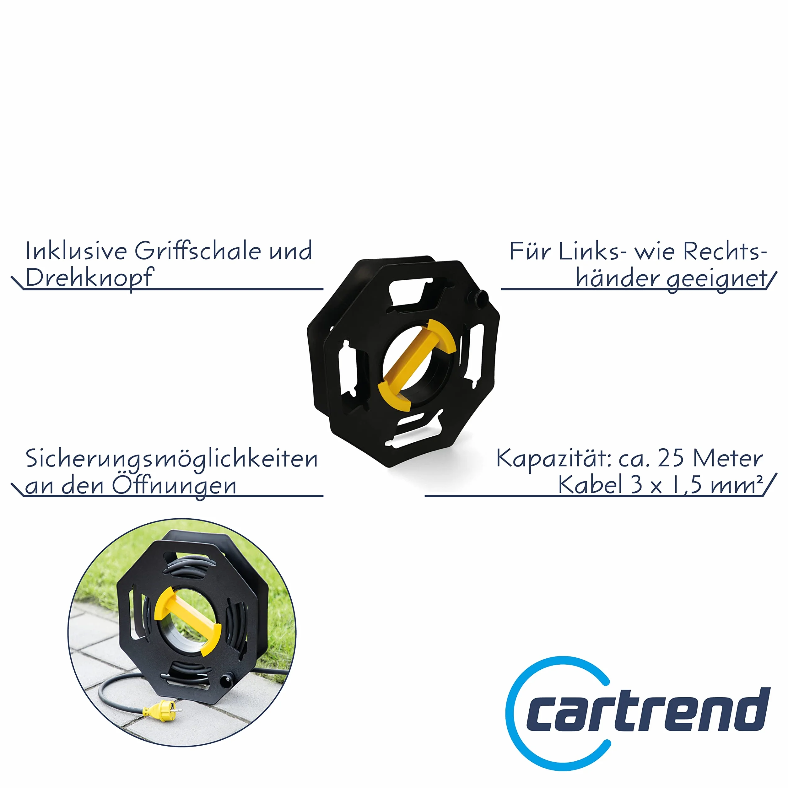 CARTREND 10245 Kabelspule Kunststoff