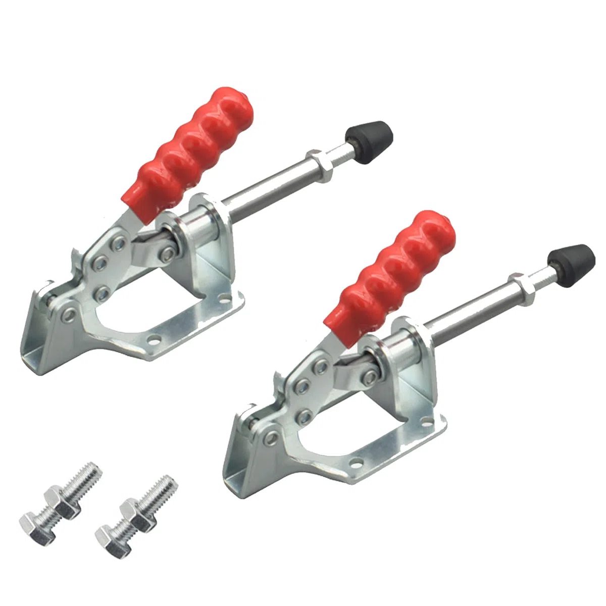 2 Stück Kniehebelspanner Groß, GH-302-FM Schubstangenspanner mit Ersatz Schraube Verstellbar Kippklemme 136KG Spannklemme Toggle Clamp Schnellspanner für Maschinenbetrieb, Zimmerei, Schweißen