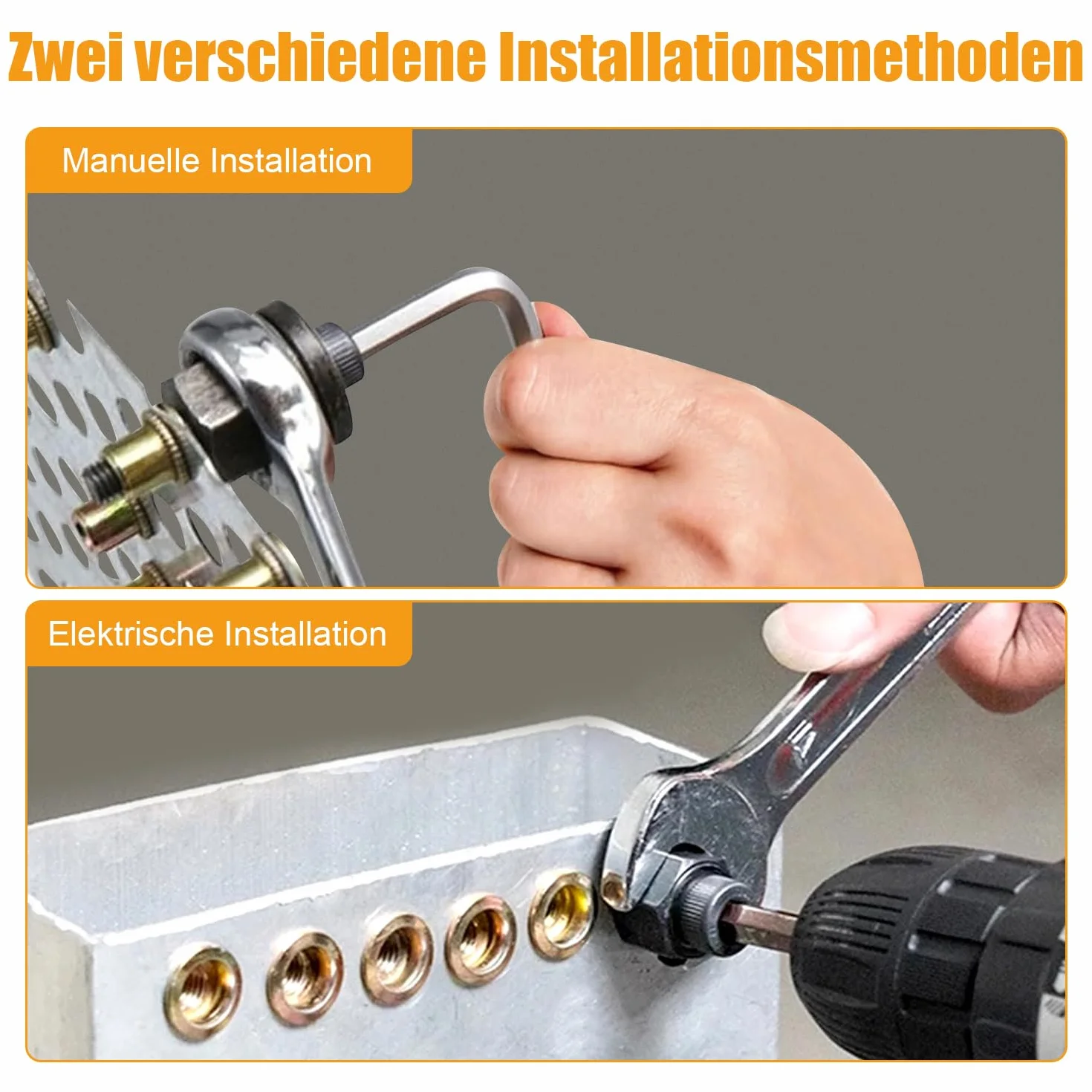 Nietmuttern Gewindenieten Einpressmuttern Einziehmuttern für M3 M4 M5 M6 M8 M10 M12 217Stk Nietenzange Nietmuttern für Nietmutter Werkzeug Manuelle Nietmaschine (je 30 Muttern)