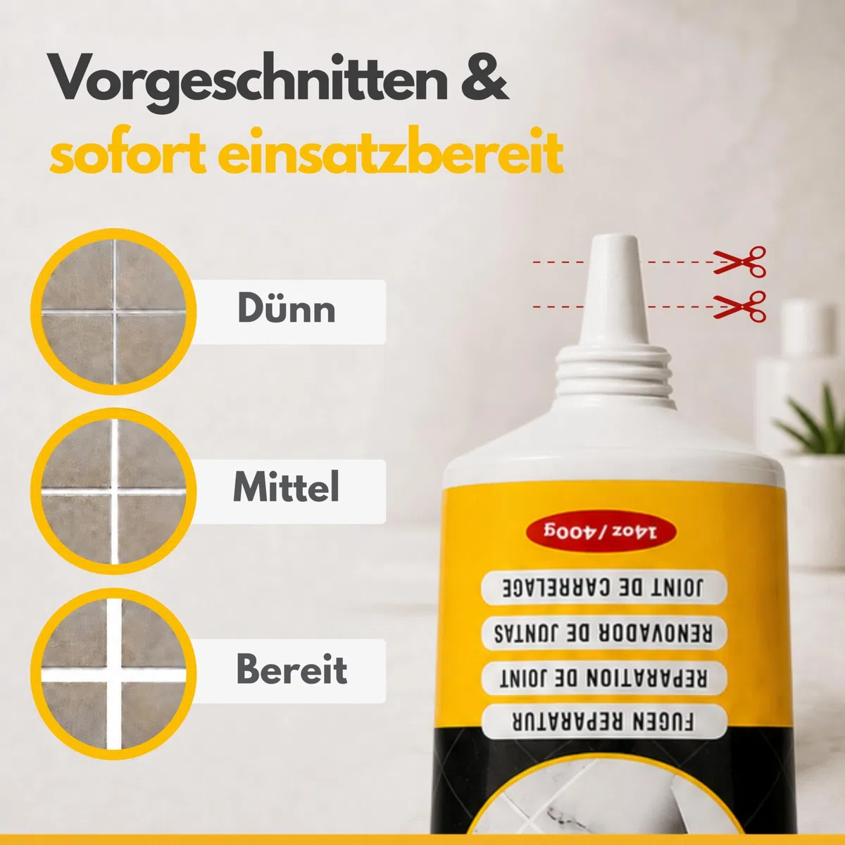 ISPAR Fugenmörtel Grau 250g - Fertige Fugenmasse für Fliesenfugen mit Spachtel - Fugenfarbe für Fugenreparatur im Bad & Küche – Geruchsneutral & Praktisch