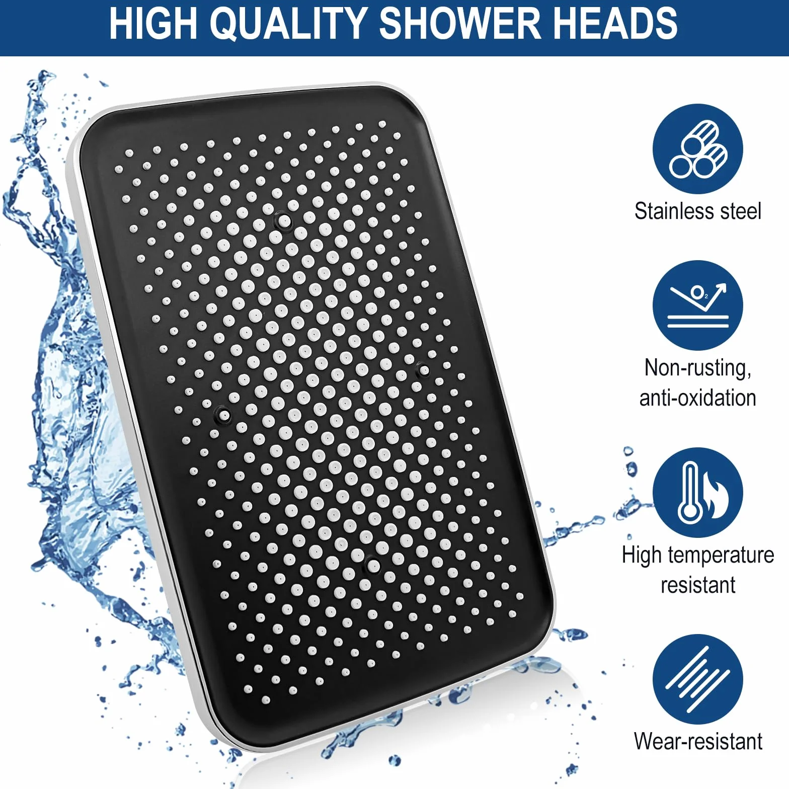 Regendusche duschkopf 12 Zoll, Duschkopf Regendusche Edelstahl 304 Quadrat, Kopfbrause Gebürstetes Chrom-Finish, Selbstreinigende Duschbrause Regendusche Installierbar an der Wand