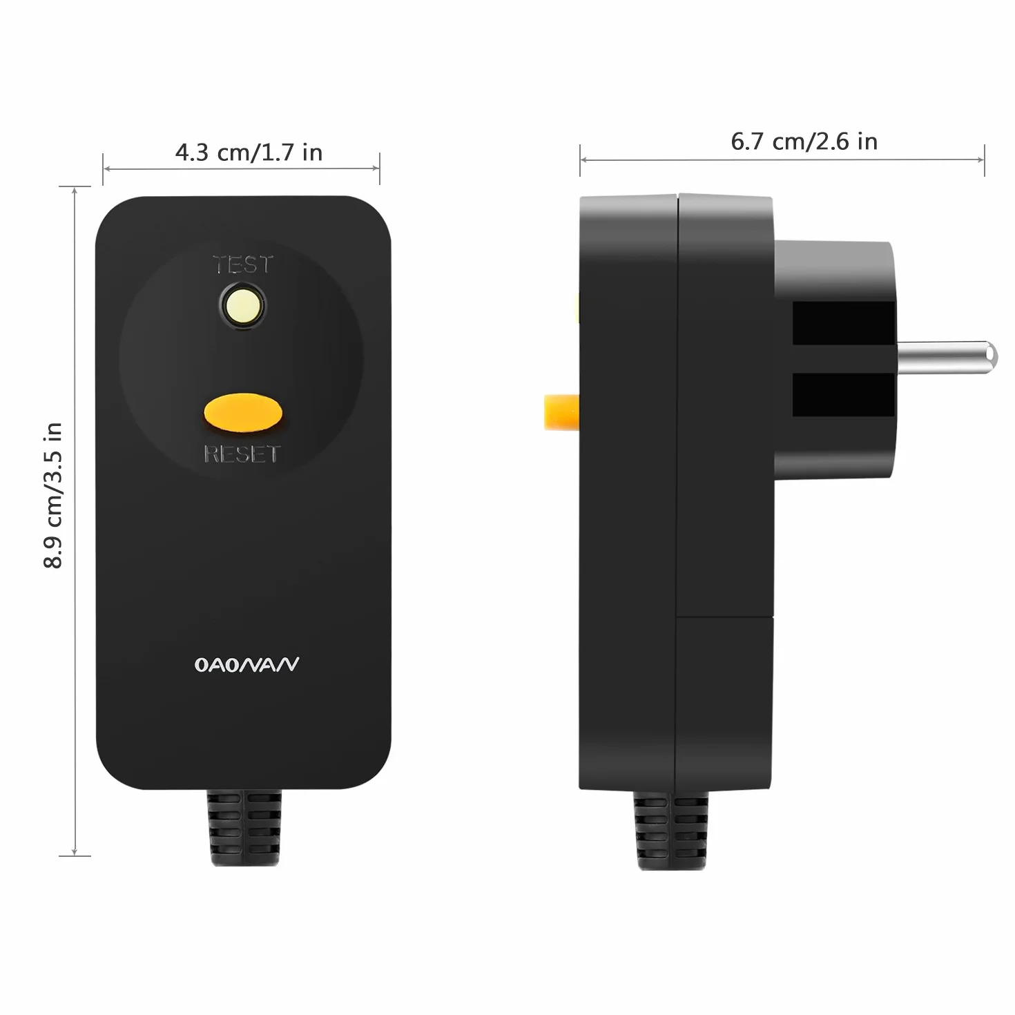 FI Schutzschalter Personenschutz Stecker Ersatzstecker 10mA Fehlerstromschutzschalter 220-250VAC 16Amp - Schwarz