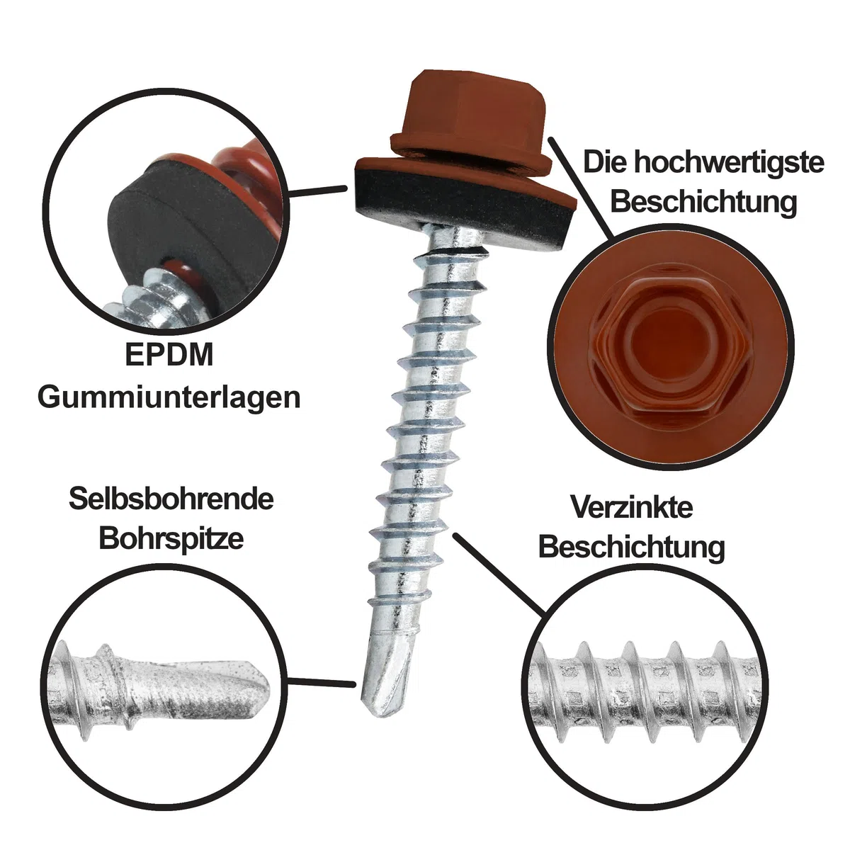 PAROTEC Trapezblechschrauben 4.8mm x 70mm, 200 Stück Selbstschneidende Schrauben mit EPDM Dichtscheibe Dichtung, Selbstschneidende Selbstbohrende Bohrschrauben Sechskantkopf, RAL 7016 Anthrazit