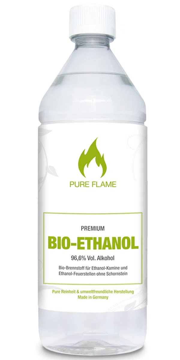 Bioethanol 96,6 – 6x1L Flaschen zum handlichen Gebrauch - TÜV geprüfte Reinheit, Qualität, Sicherheit & nachhaltige Herstellung - Made in Germany