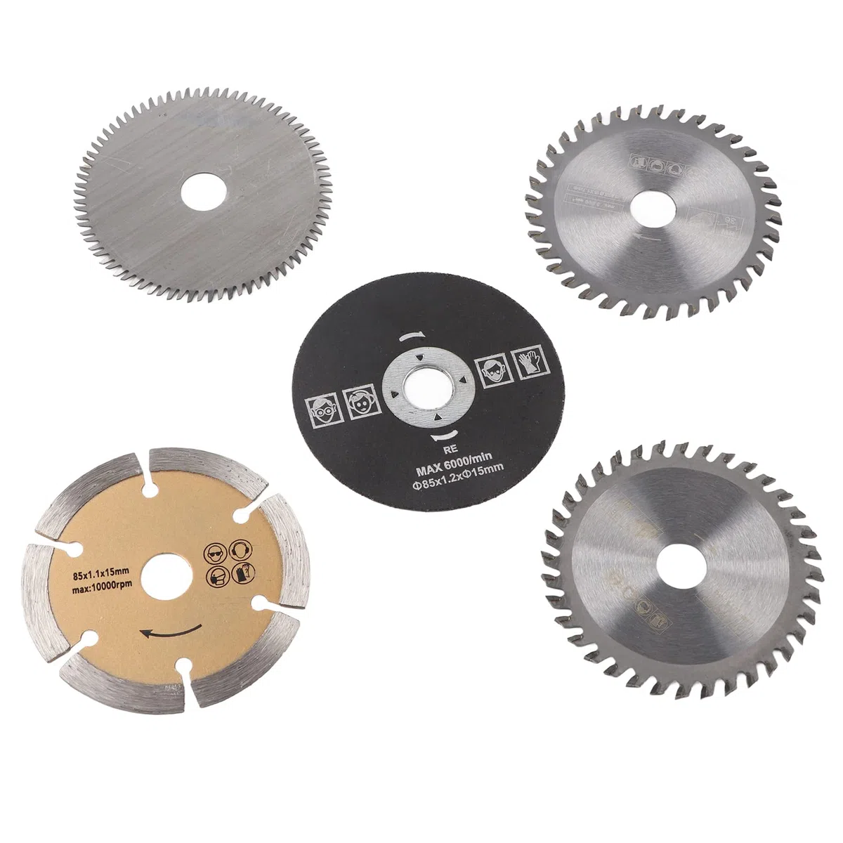 5 Stück 85 mm Hartmetall Sägeblatt, Innendurchmesser 15 mm Mini Hartmetall Kreissägeblatt für Schneidwerkzeug für Schneidwerkzeuge, 24 Zähne TCT, 36 Zähne Kunststoff, 80 Zähne HSS, Diamant, Harz