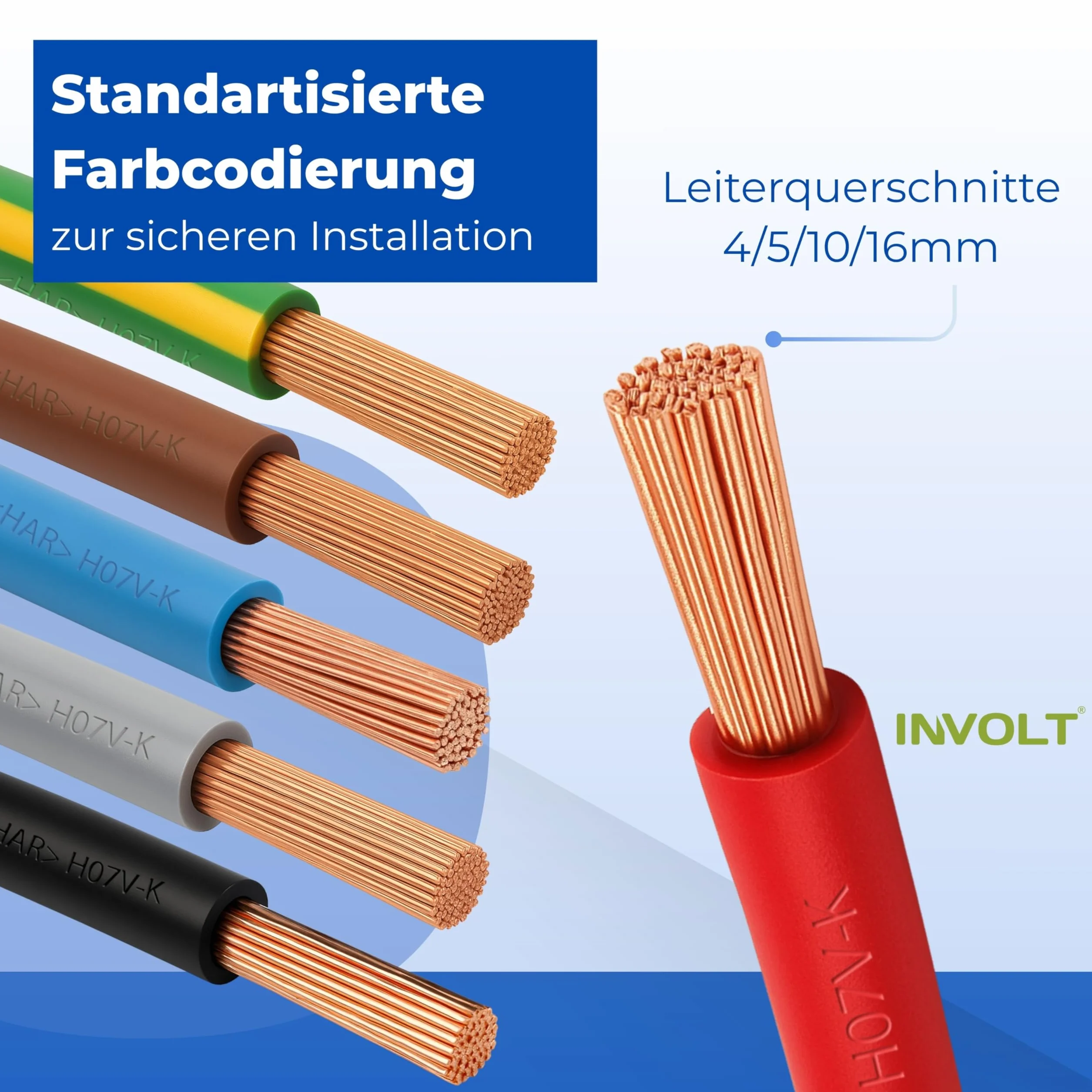INVOLT H07V-K 10m 6mm² schwarz Aderleitung flexibel Verdrahtungsleitung PVC Meterware, Made in Germany