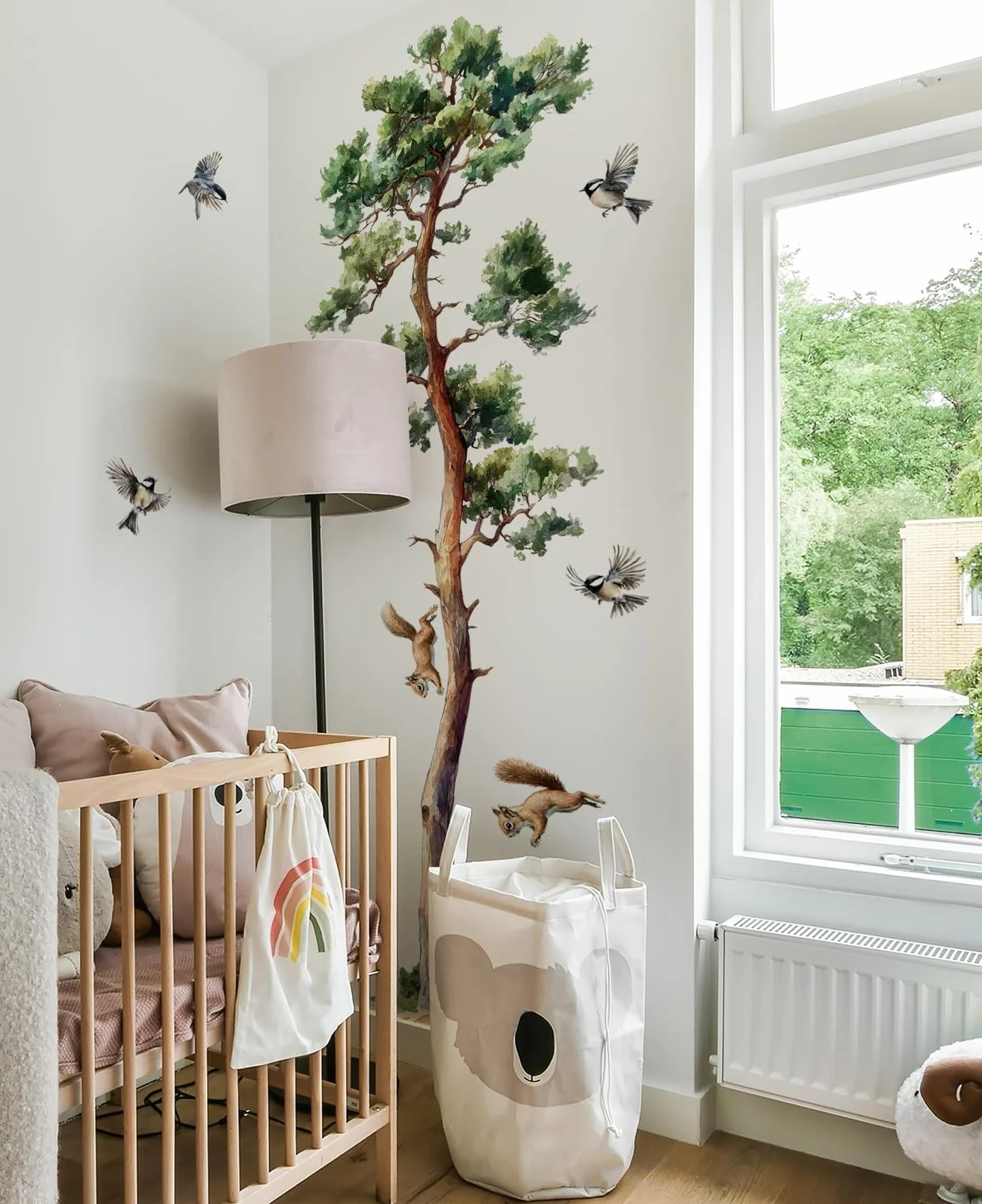 WandSticker4U®- [extra groß] Wandtattoo BAUM XXL realistisch (111x182 cm) I Wandsticker Baum Tiere groß Vögeln Eichhörnchen I Wandaufkleber Wanddeko Wohnzimmer Schlafzimmer Erwachsene Flur