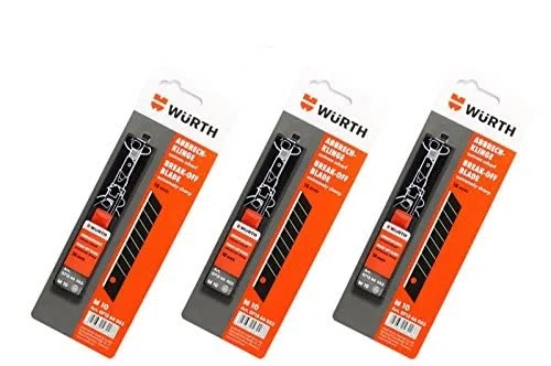 Würth 30x Abbrechklingen 18mm extrem scharf zu je 3x zu je 10 Stück im Schiebespender für Würth Cutter-Messer