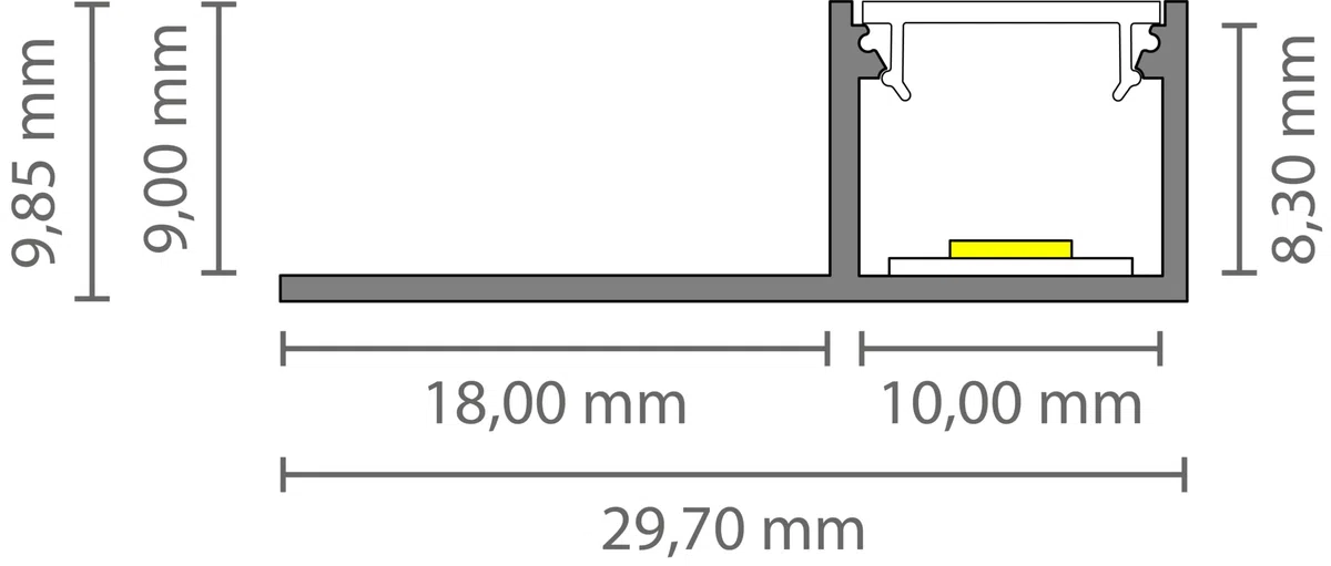 Fliesenprofil F0 Aluminium eloxiert – 2m LED Profil für Fliesen – Abschlussprofil für Badezimmer, – inkl.Abdeckung – LED Streifen bis 16mm (F0 mit opale abd.)
