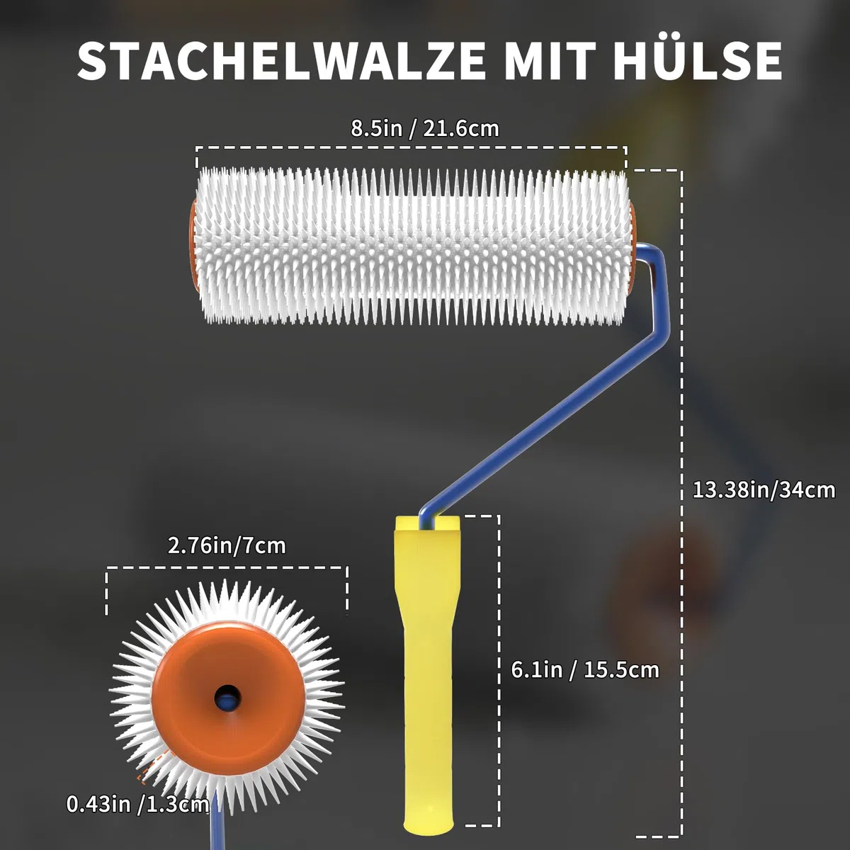 Entlüftungsroller 23 cm, Stachelwalze zur Entlüftung von Bodenbeschichtungen, Epoxidharz Bodenbeschichtung Werkzeug für Ausgleichsmasse Boden