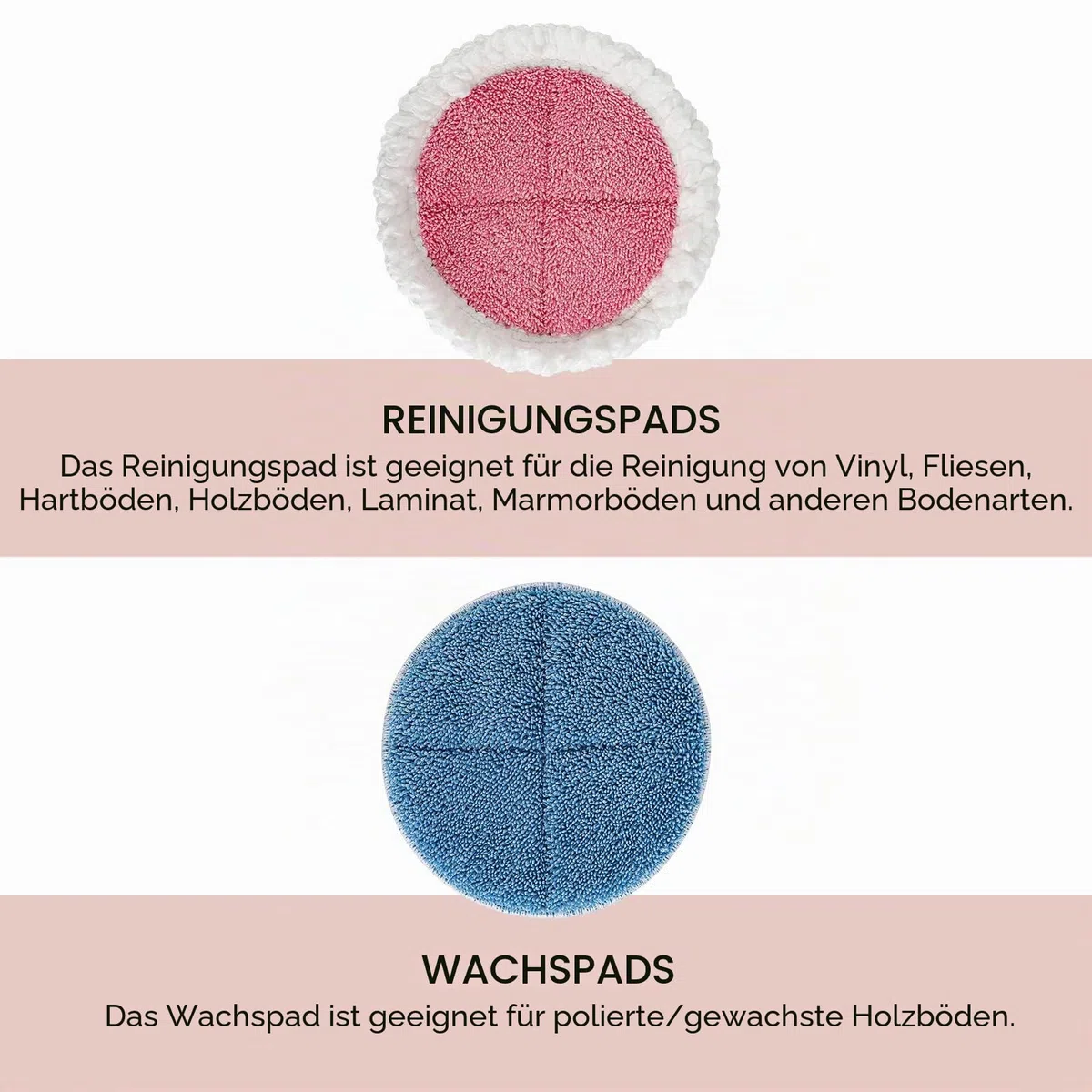 6 Stück Ersatz Elektrische Wischpads Pads, Reinigungspads und Wachs Mop Pads für Hartbodenreiniger und - Polierer, 18,5 cm/7.28 Inches