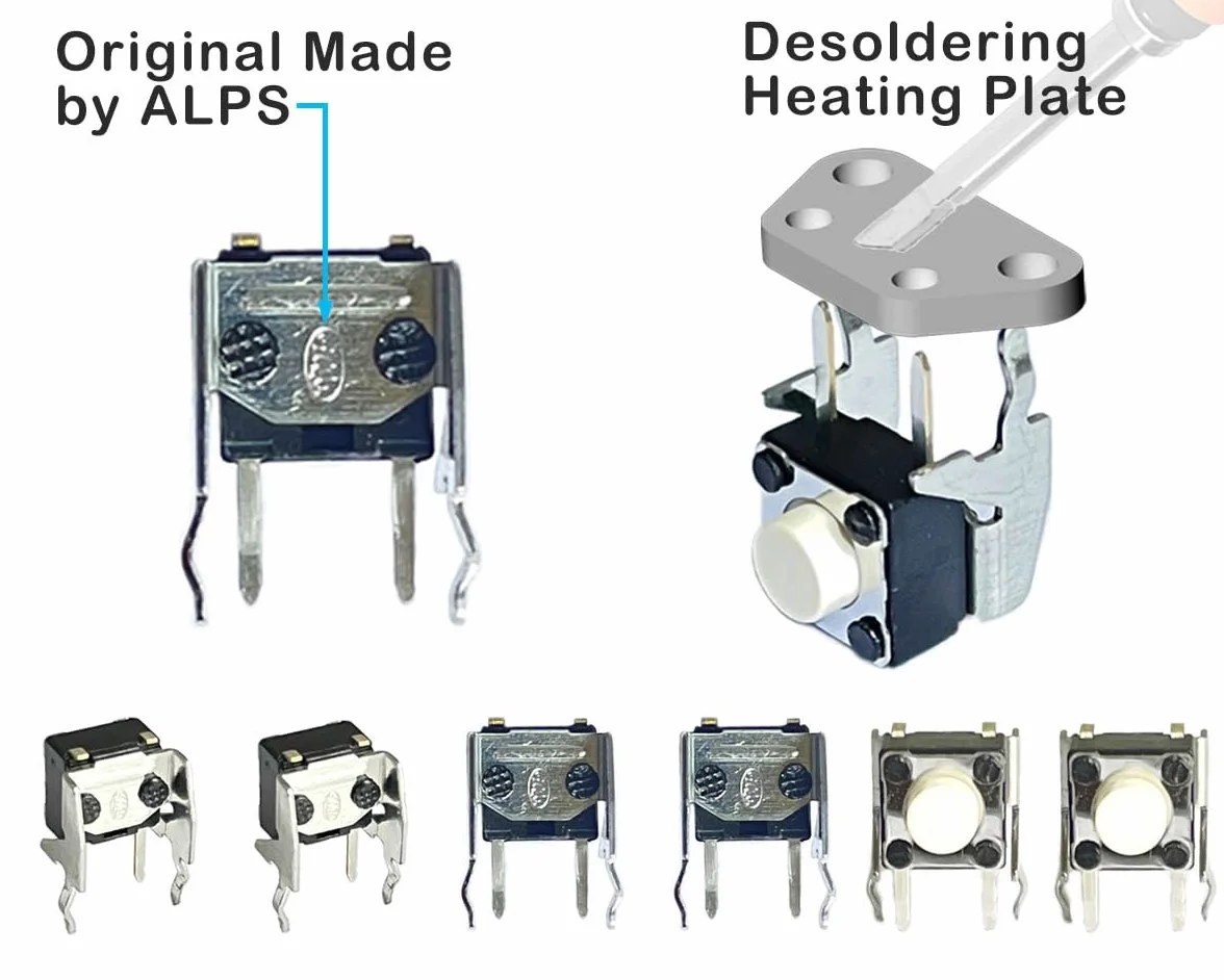 ElecGear 8x Taktiler Schalter + Entlöt-Heizplatte für Xbox Controller, Ersatz LB RB Stoßfängertaste und Spezielle Entlöt-Reparaturwerkzeuge inkl.