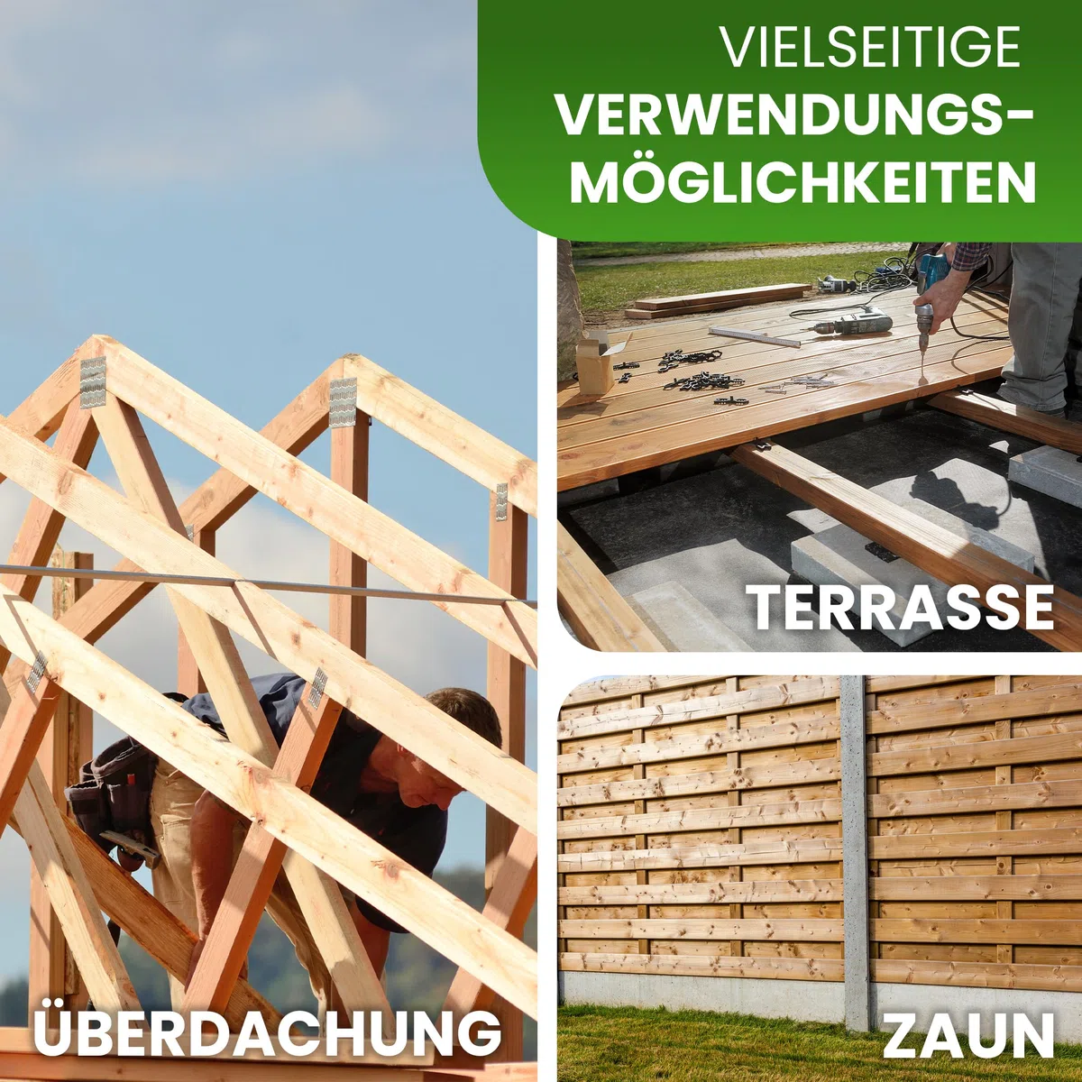 Pfosten Lärche Natur 30x30 mm 120 cm – Vierkantpfosten | für Zaun Pergola & Konstruktion