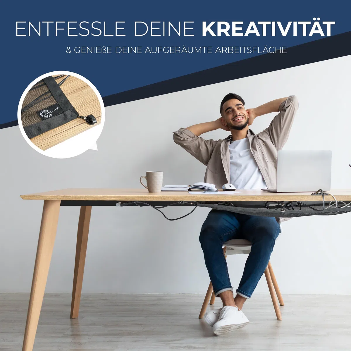 Kabelnetz Schreibtisch für Kabelmanagement, Kabelkanal flexibel - ideal für Kabelorganisation - Kabel verstecken unter dem Tisch, Kabelhalter inkl. Kabelschlauch, schwarz