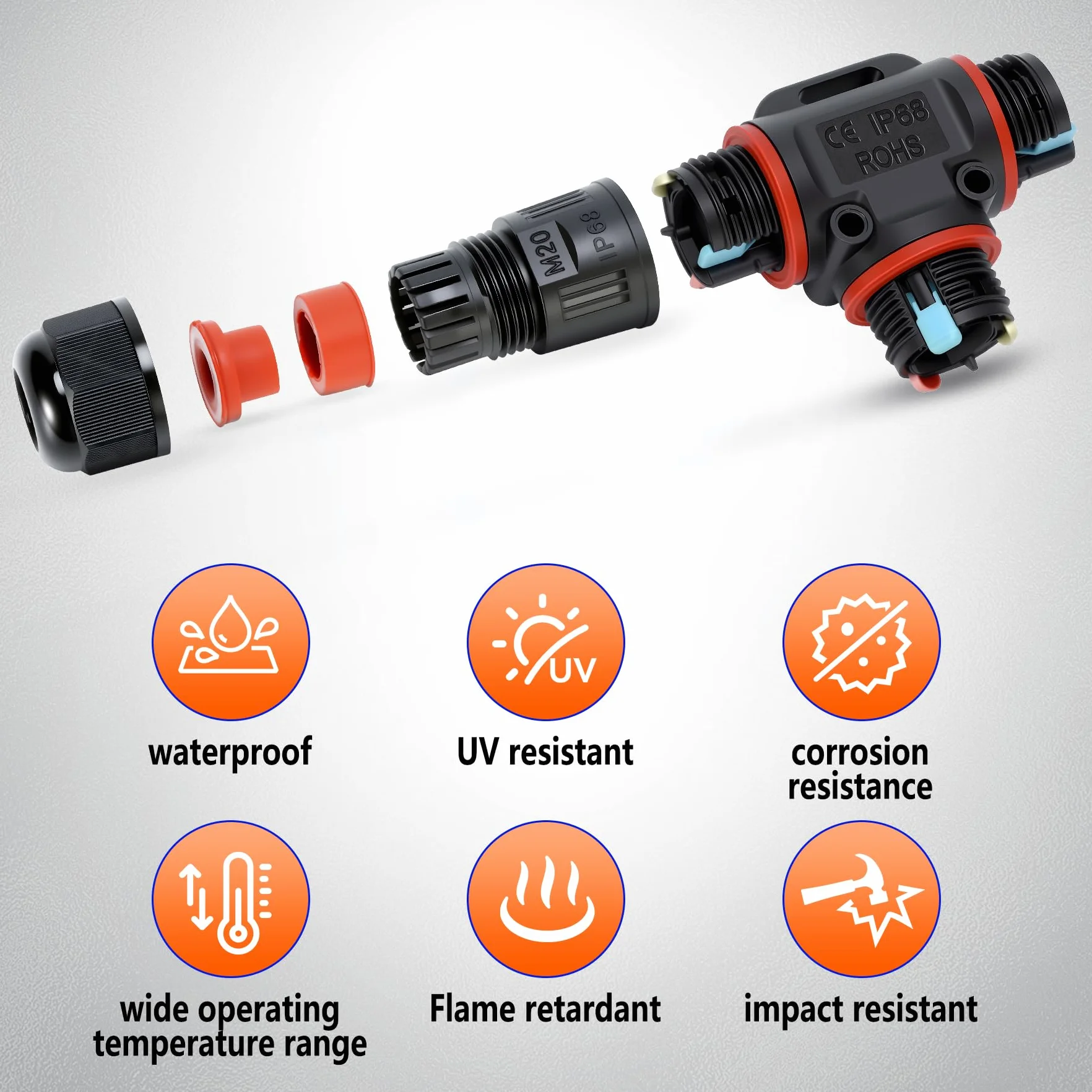 4 Stück Kabelverbinder Wasserdicht 3 Polig, für Ø3-12 mm Kabeldurchmesser, Ip68 Kabelverbinder, Erdkabel Verbinder Wasserdicht, Schnelle Verbindung T-Form Verbindungsmuffe Erdkabel