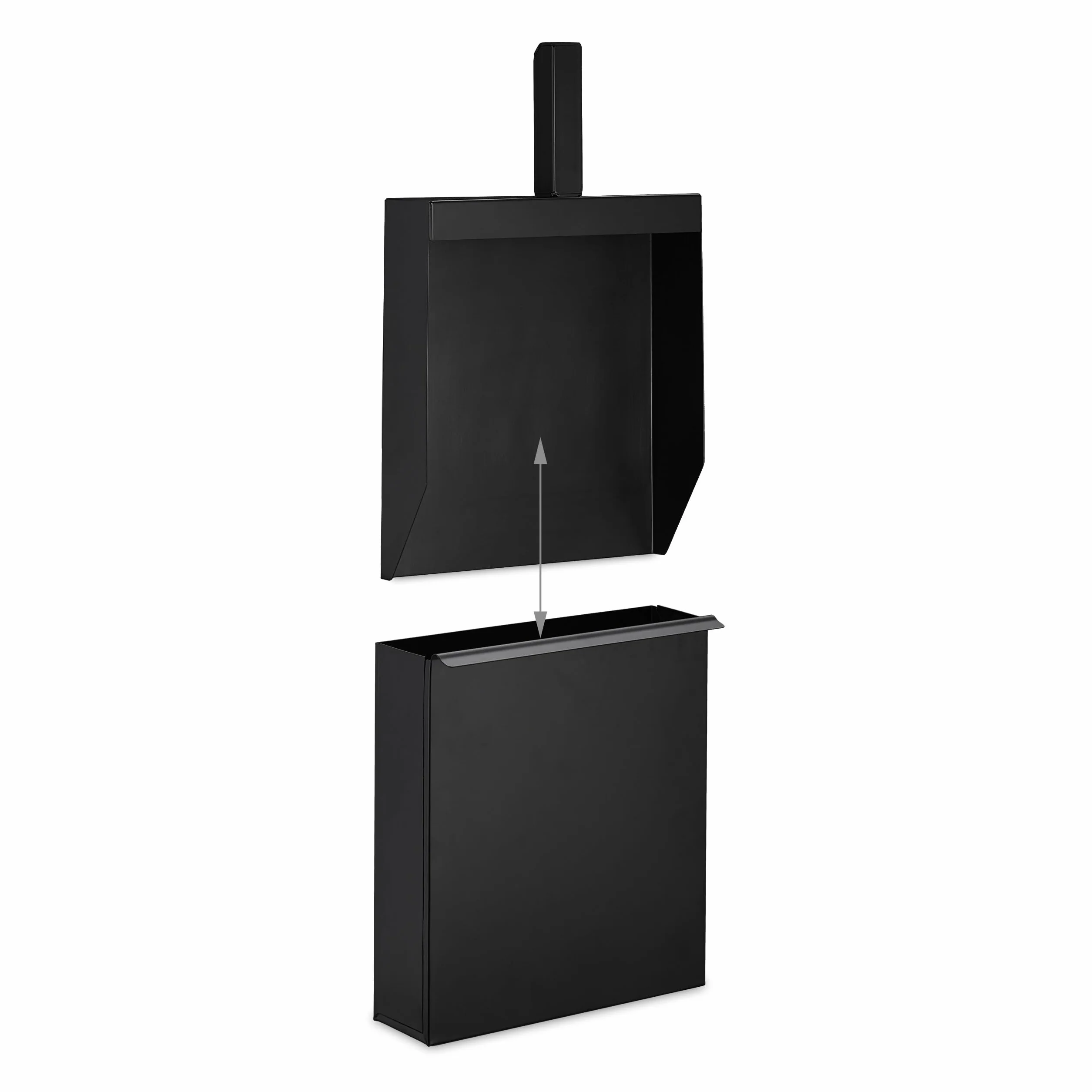 Relaxdays Ascheeimer mit Schaufel, 3 L Aschebehälter Kamin, Grill, Ofen, Aschekasten, Ascheschaufel m. Einschub, schwarz