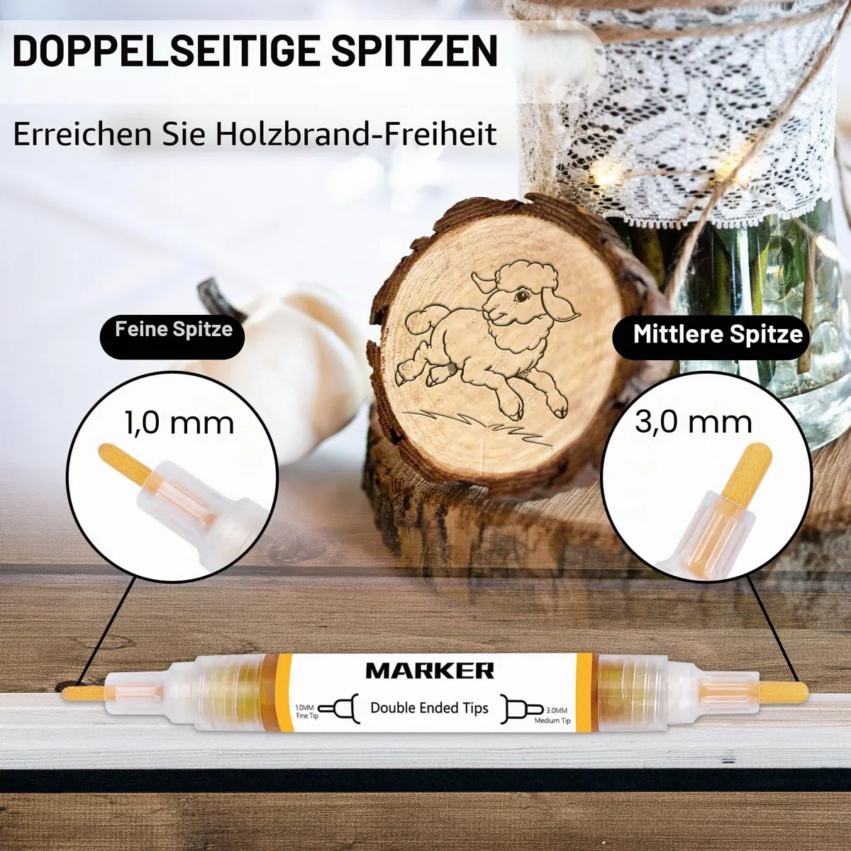 Kintsukuroi Holzmarker, 2 Stück Verbrennungsstift für Holzverbrennung, doppelseitiger Kunst-Holzbrennpastenmarker, präzise und einfache Verbrennung von Designs auf Holz und Handwerk, geeignet für