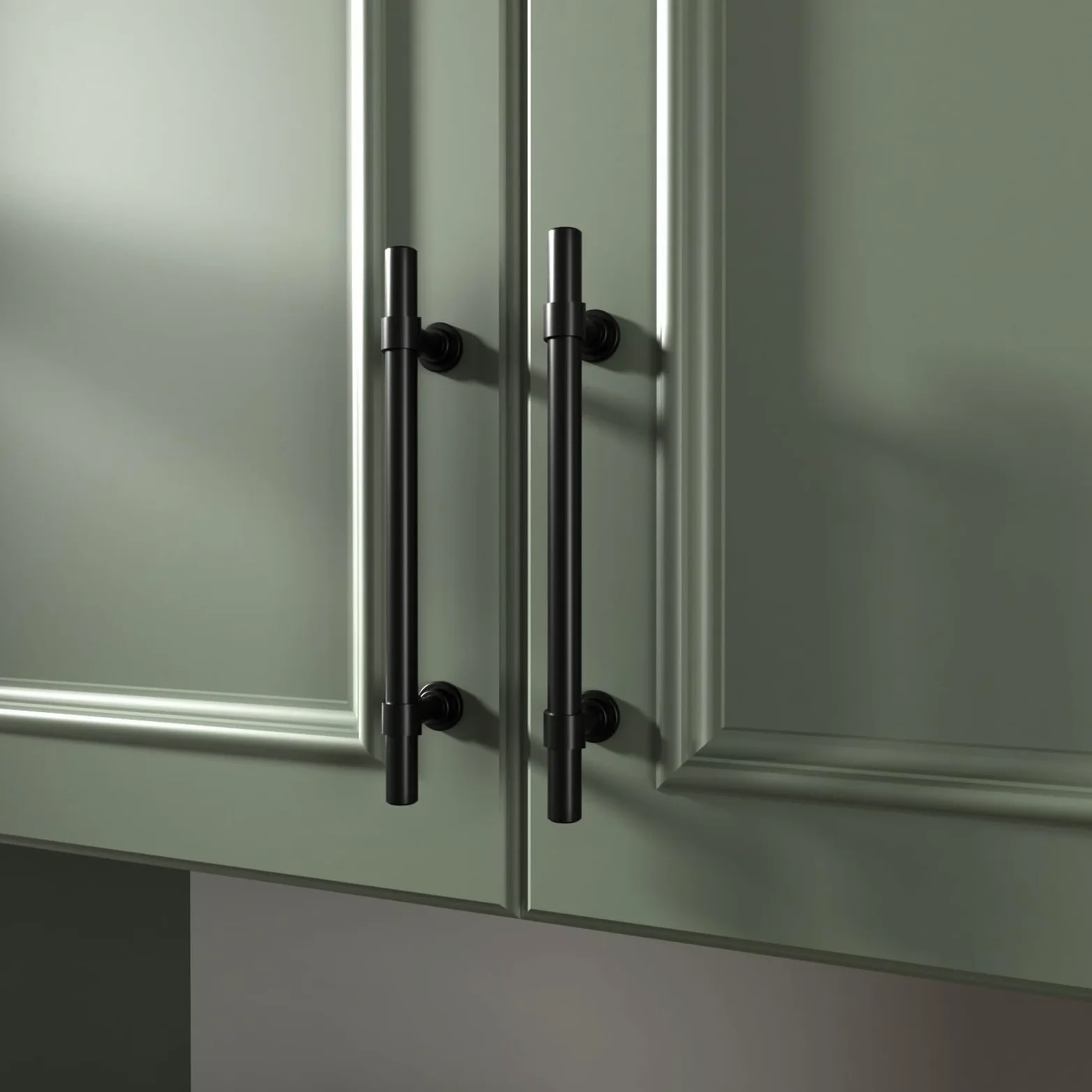 LONTAN 5 Stück Möbelgriffe Schwarz, 160mm lochabstand Griffe für Küchenschränke, Edelstahl Rundrohre + Zink Sockel Hochwertige Schrankgriffe Schwarz, Allgemeiner Stil Griffe Möbel