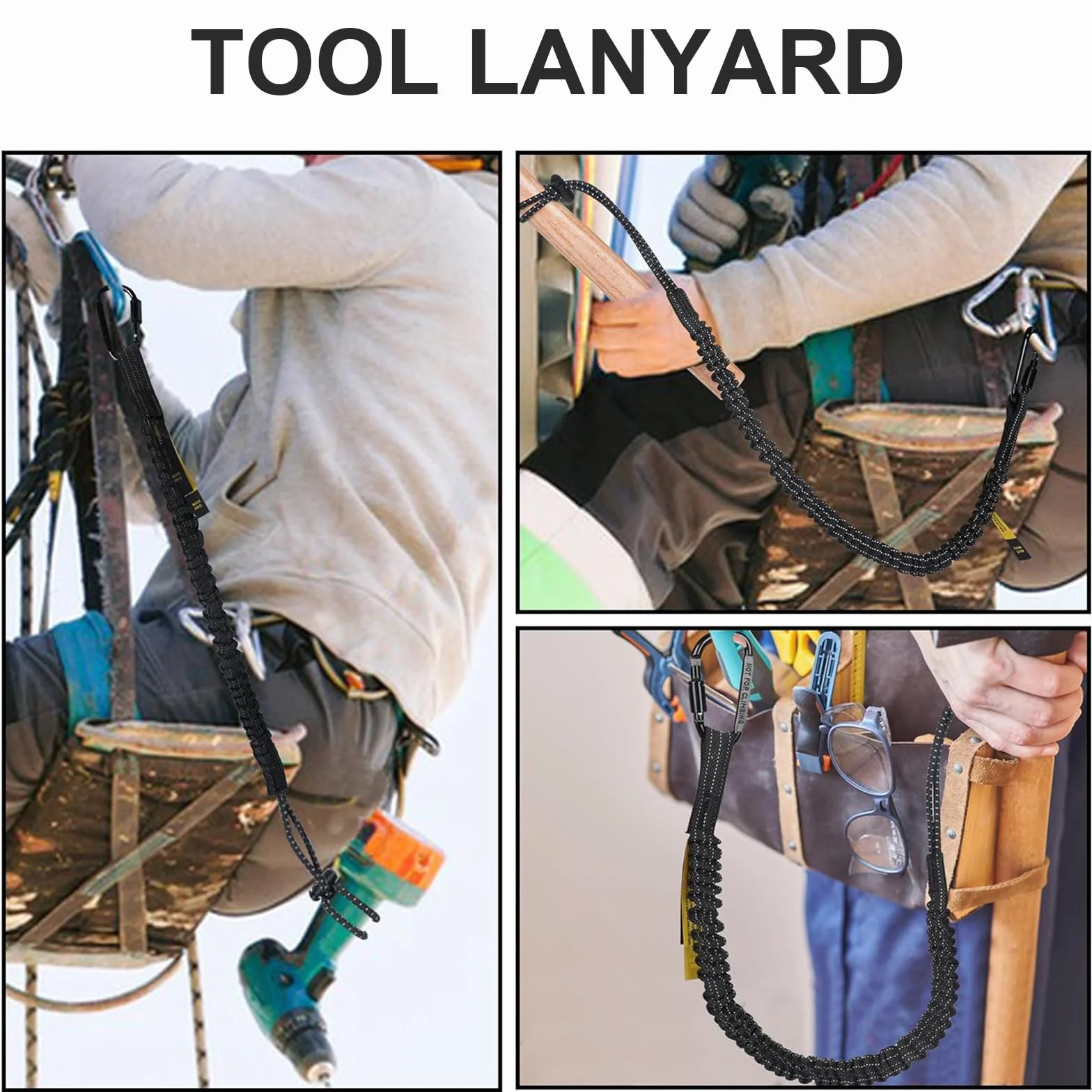 6 Stück Werkzeugsicherung Lanyard Werkzeug Fallschutz mit Karabinerhaken Ausziehbare Werkzeugleine Absturzsicherung Sicherungsseil Sicherheitsleine