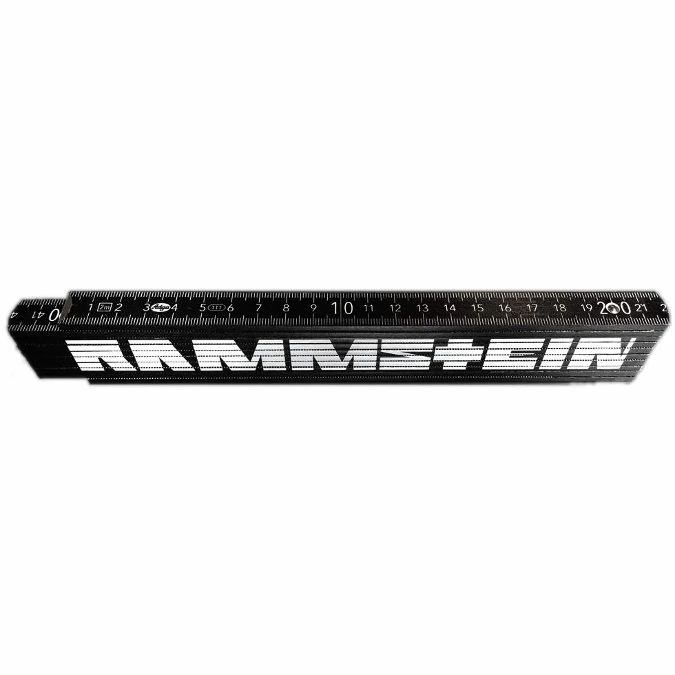 Rammstein Zollstock schwarz, Offizielles Band Merchandise 2 Meter Holz Gliedermaßstab