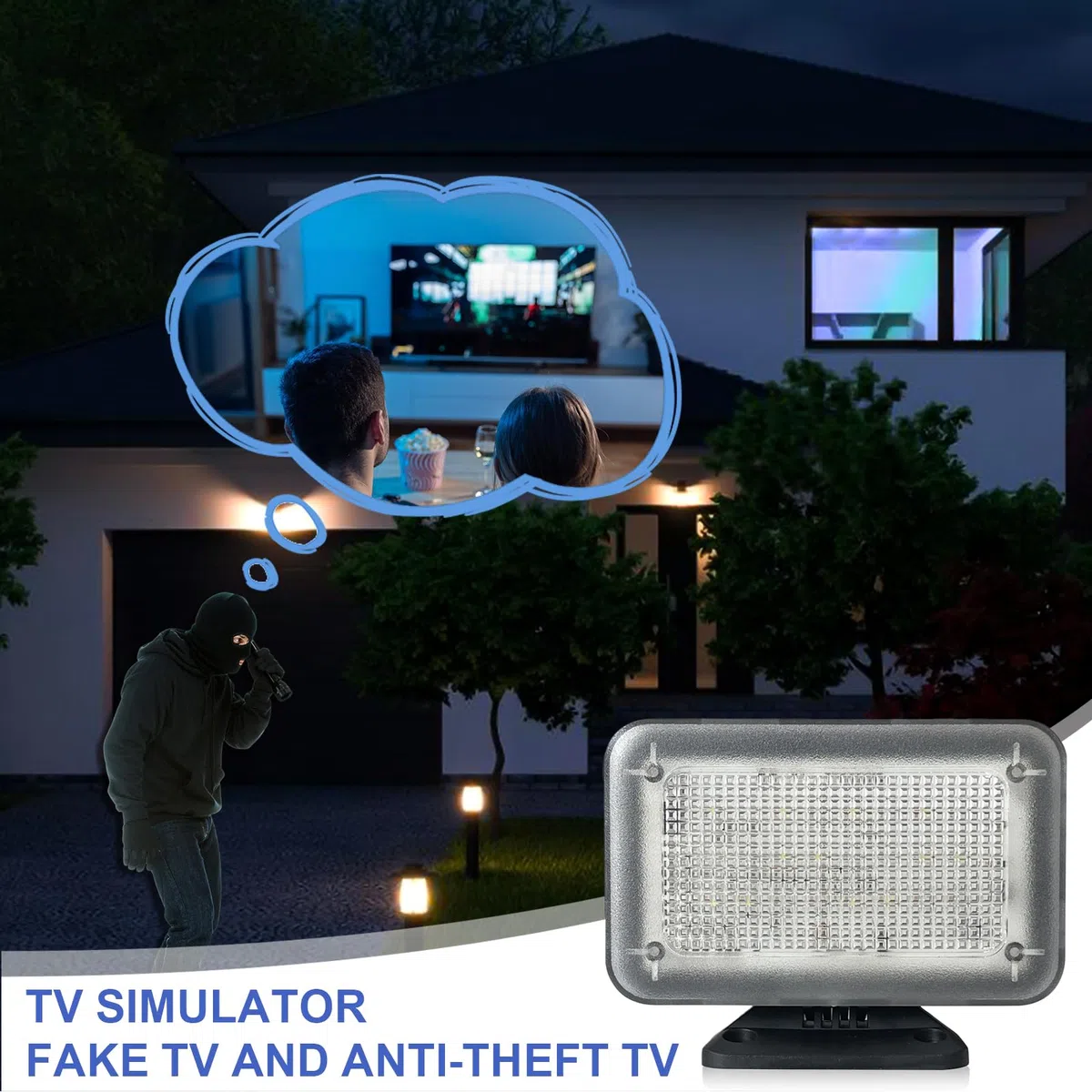 GOMETY TV Simulator LED Fernsehsimulator mit 24 LEDs und 3 Programmen Fernseh Atrappe Fake TV Lichtsimulation zum Einsatz als Einbruchschutz Energieeffizient mit Zeitschaltuhr