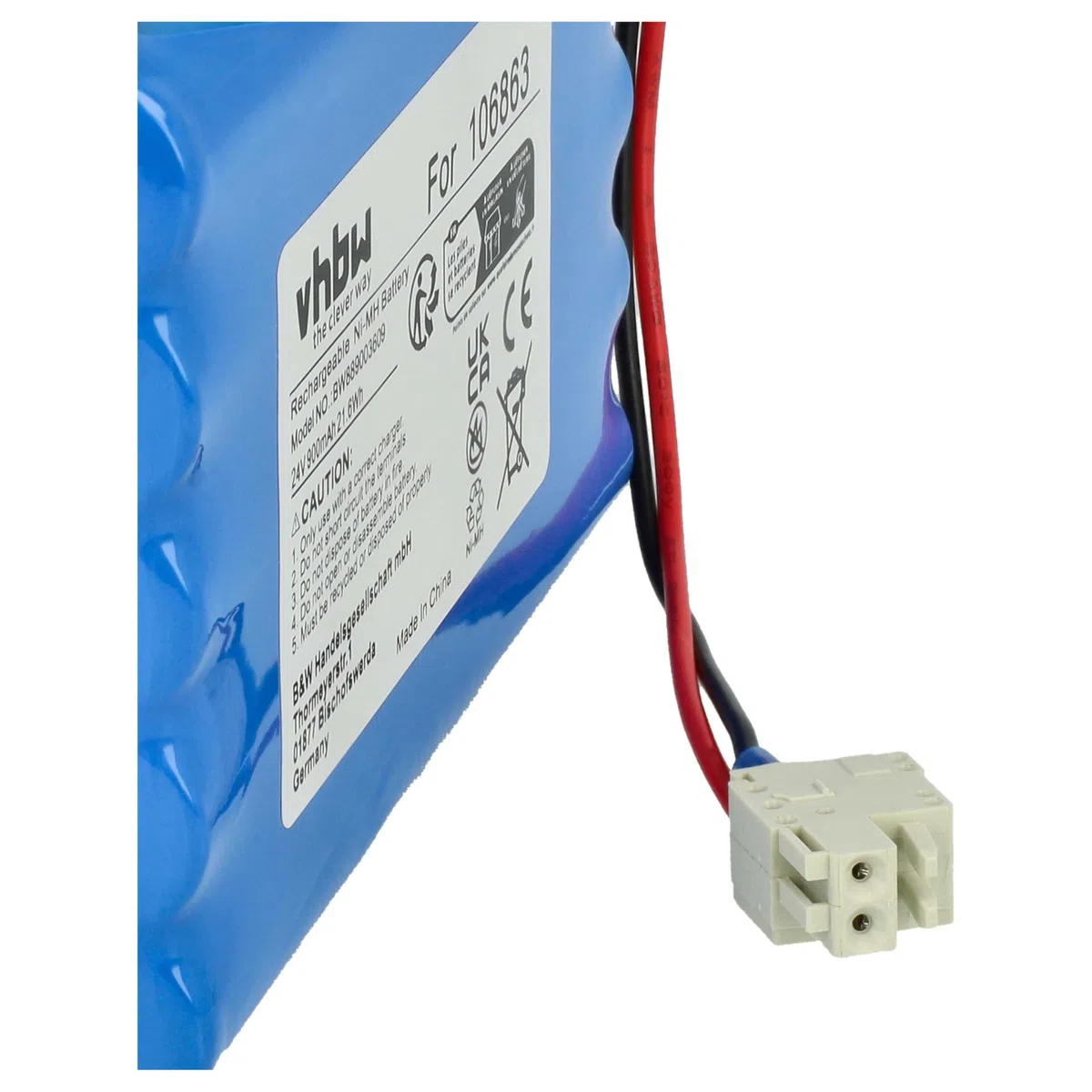 vhbw Akku Ersatz für Geze 25020, 106863, 20KR15/48, 80100404, 4894128192794, 51526 für elektrische Schiebetür (0,9 Ah, 24 V, NiMH)