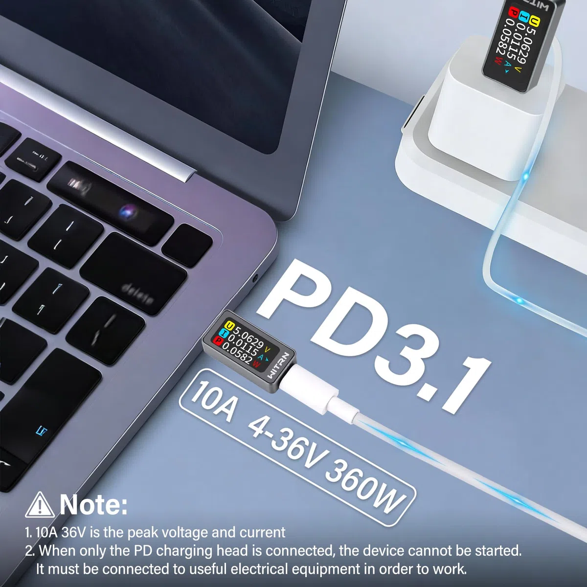 diymore USB C Tester Messgerät mit Anzeige, 4-28V 0-10A USB Strommessgerät Typ-C Multimeter, USB Kabeltester PD Voltmeter Power Meter Kapazität Spannungsprüfer Leistungskapazität Detektor