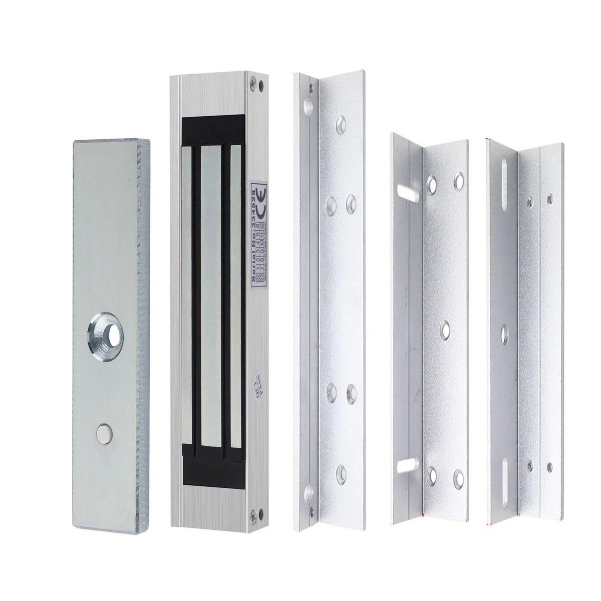 YAVIS Elektromagnetisches Schloss, wasserdicht, DC 12 V, 180 kg, Stärke 350 kg, gebürstete Oberfläche, Modell NC, Halterungen Z & L inklusive, ideal für Zugangskontrollsysteme im Innen- und