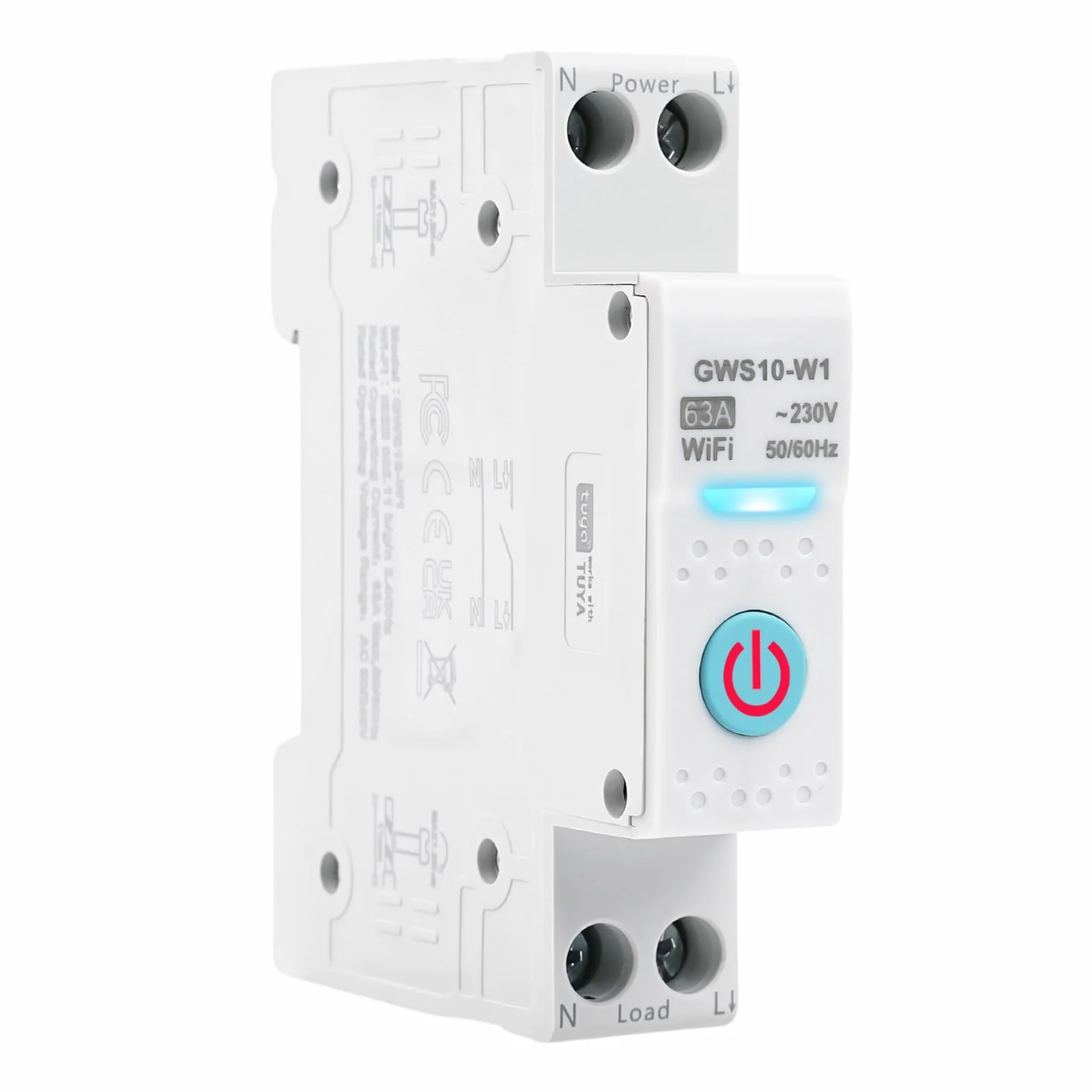 63A wlan schalter hutschiene wifi 1P Zeitschaltuhr Hutschiene tuya smart circuit breaker sprachsteuerung AC230V Smart schalter Kompatibel mit Alexa und Google Home GWS10-W1