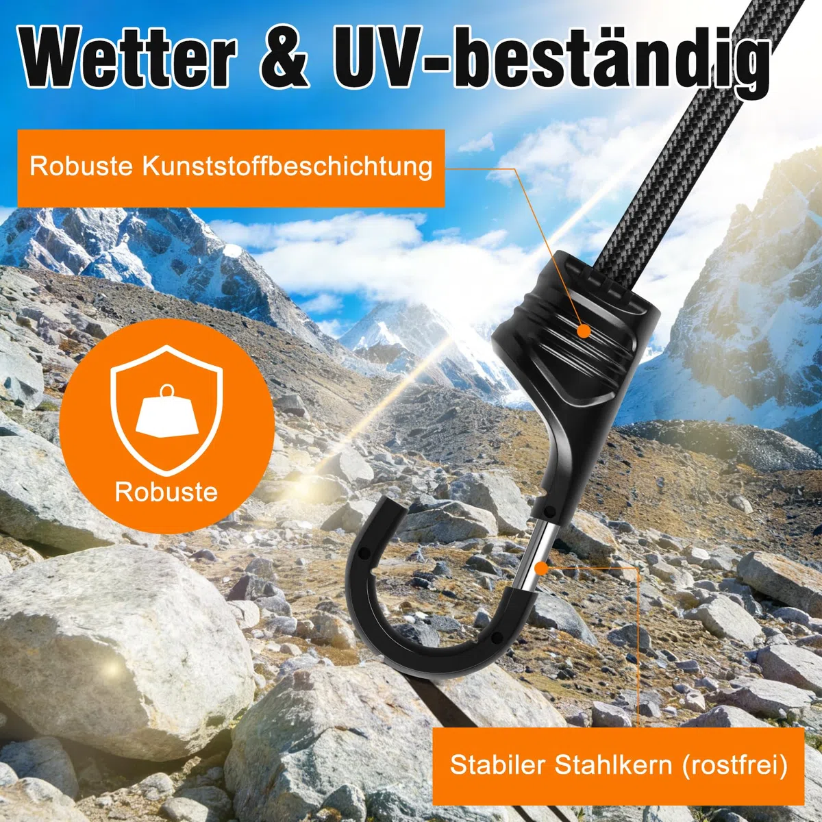 Verstellbar Spanngummi Mit Haken 60 cm, 6 Stück Robuste Expander Mit Haken Gepäckspanner Ladungssicherung für Camping, Sonnensegel, Tarpaulins, Abdeckplane Fahrrad, Auto, Dachträger