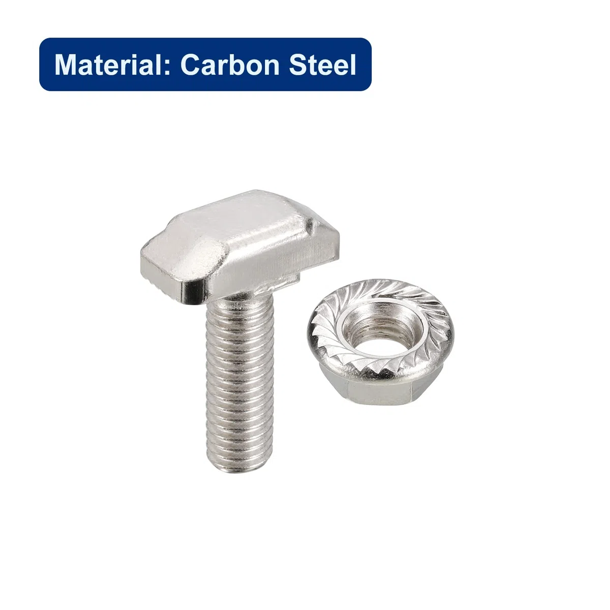 QUARKZMAN M6x20mm T-Nut und M6 Sechskantflanschmuttern-Set, 40 Sets Hammerkopf-T-Bolzen T-Form-Stud-Schiebeschraube für 30er Aluminiumprofil
